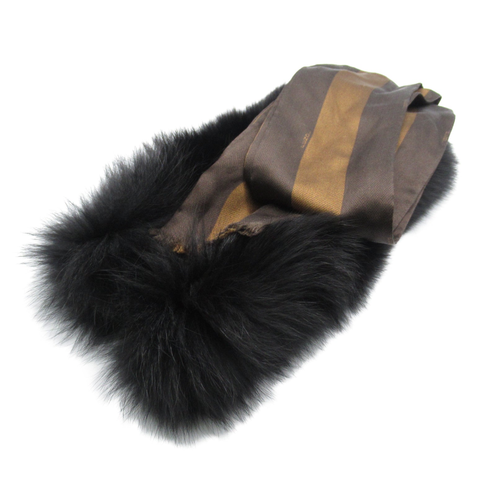 Fendi Silk Lapin Fur Pequin Scarf