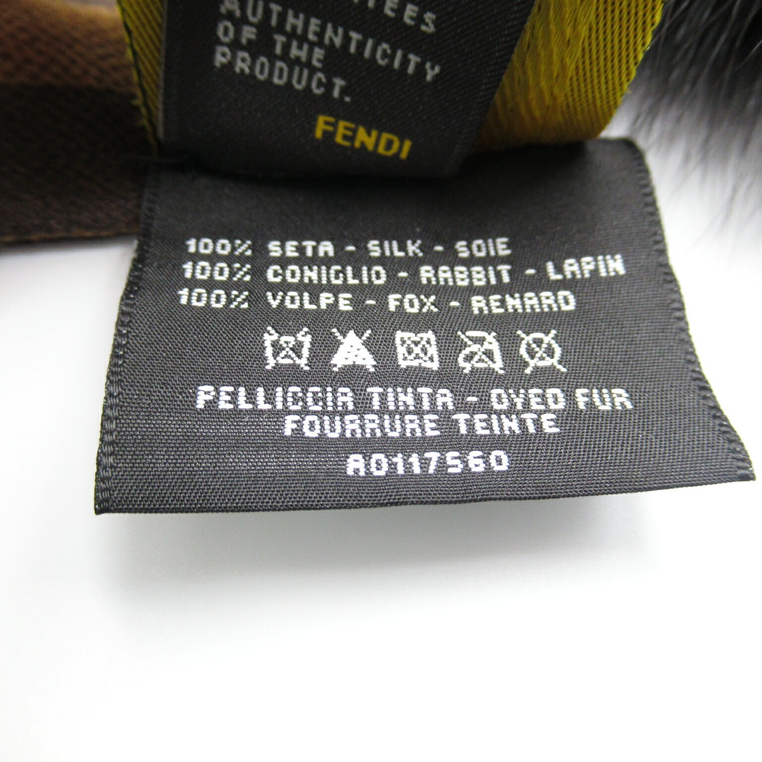 Fendi Silk Lapin Fur Pequin Scarf