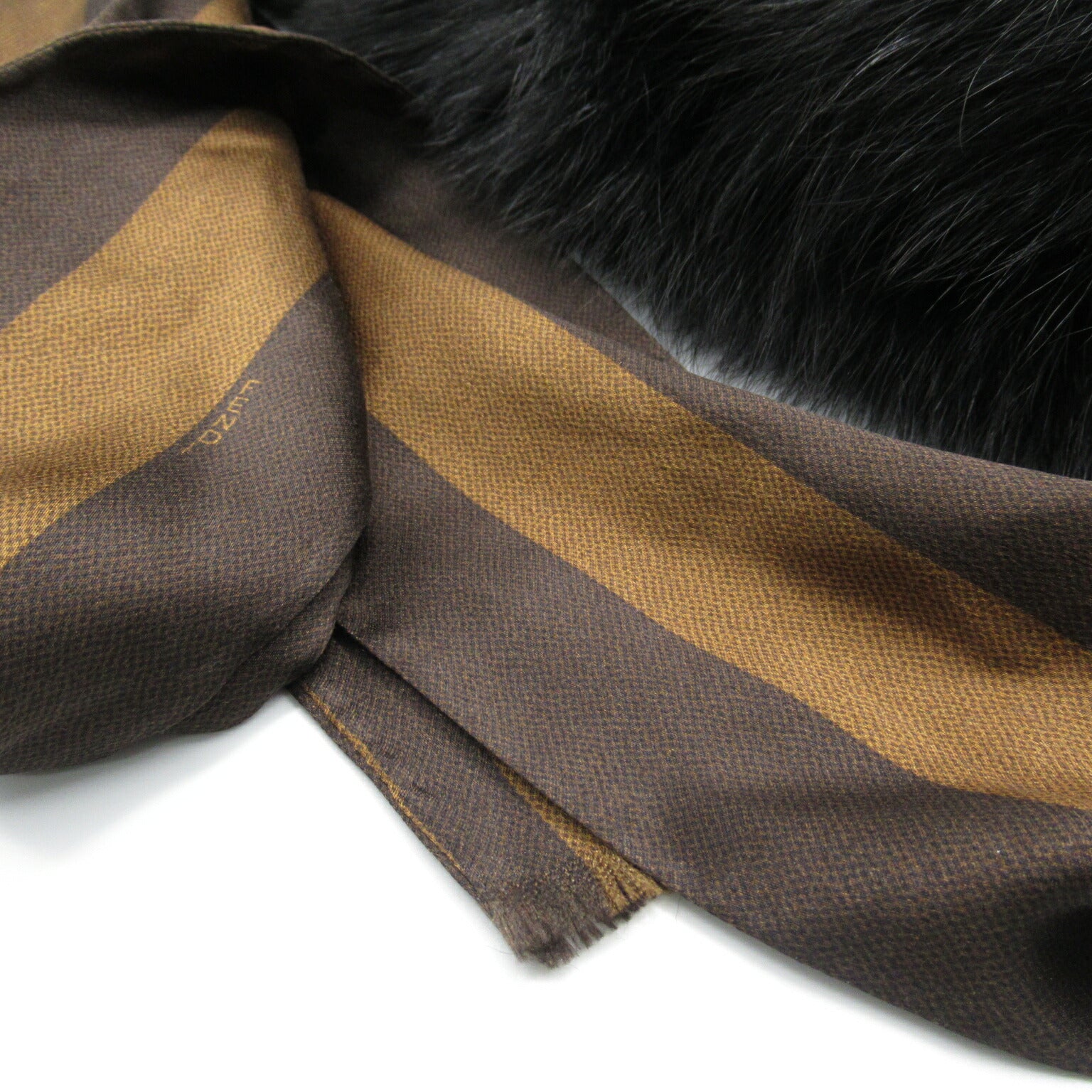 Fendi Silk Lapin Fur Pequin Scarf