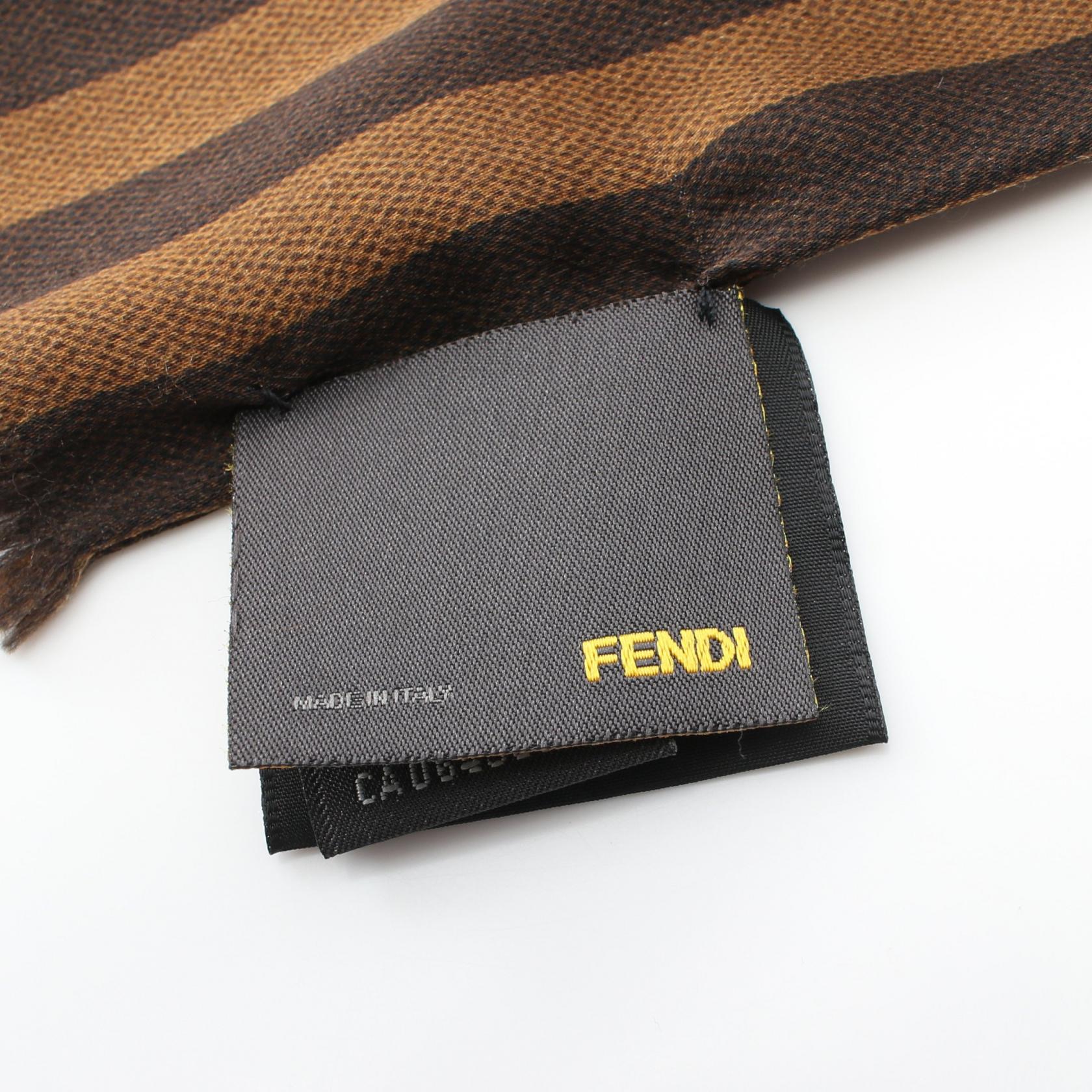 Fendi Silk Lapin Fur Pequin Scarf