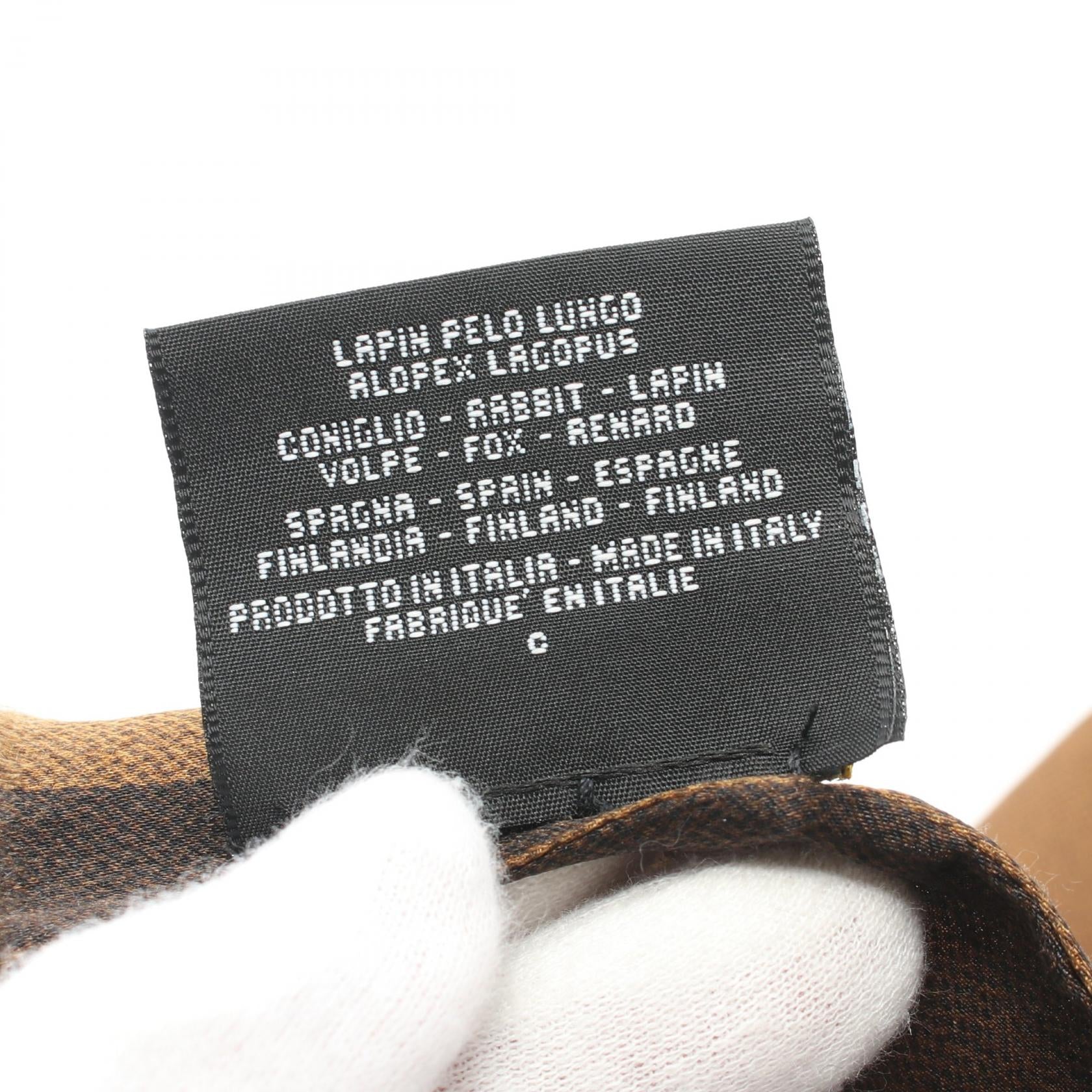 Fendi Silk Lapin Fur Pequin Scarf