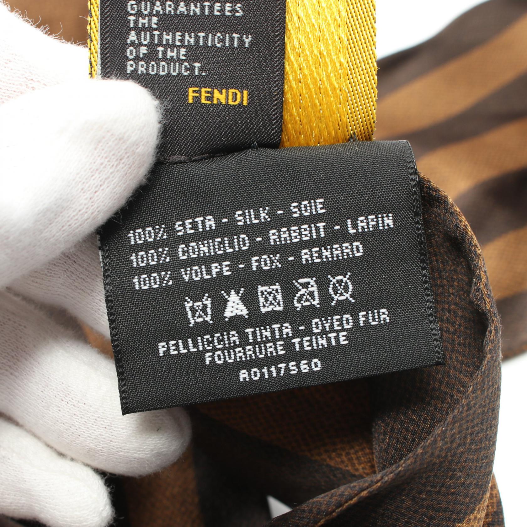 Fendi Silk Lapin Fur Pequin Scarf