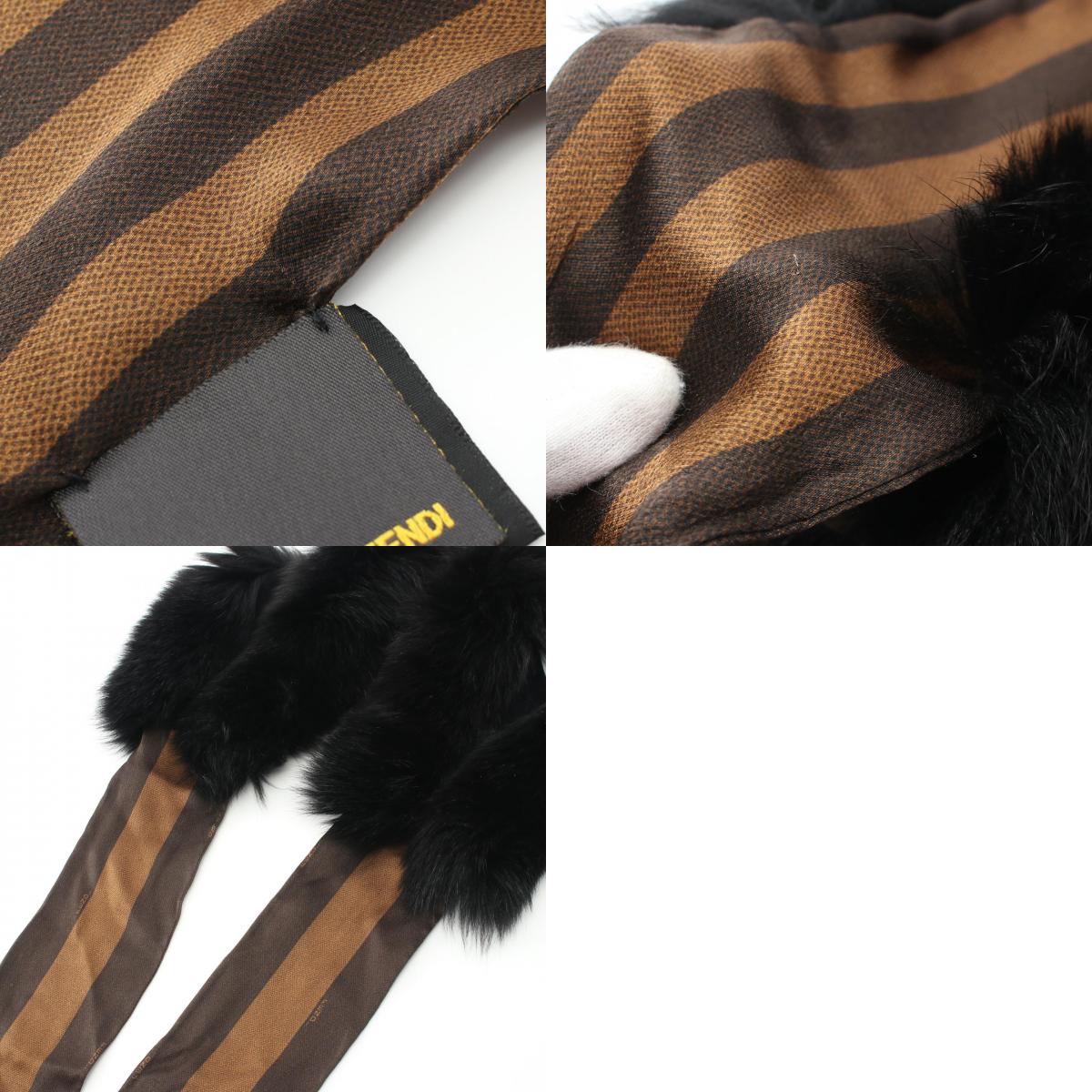 Fendi Silk Lapin Fur Pequin Scarf