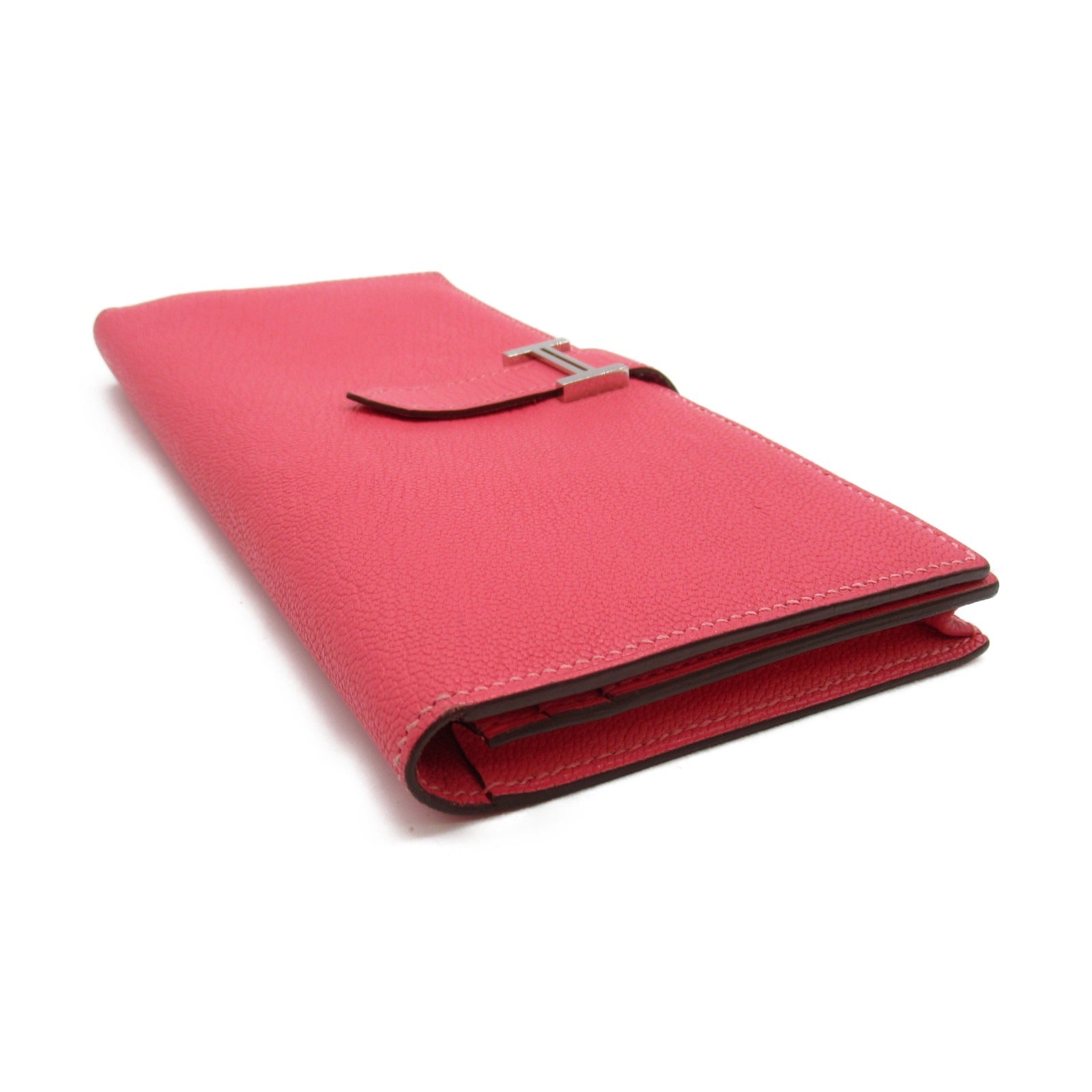 Hermes Bearn Souffle Long Wallet Pink Leather