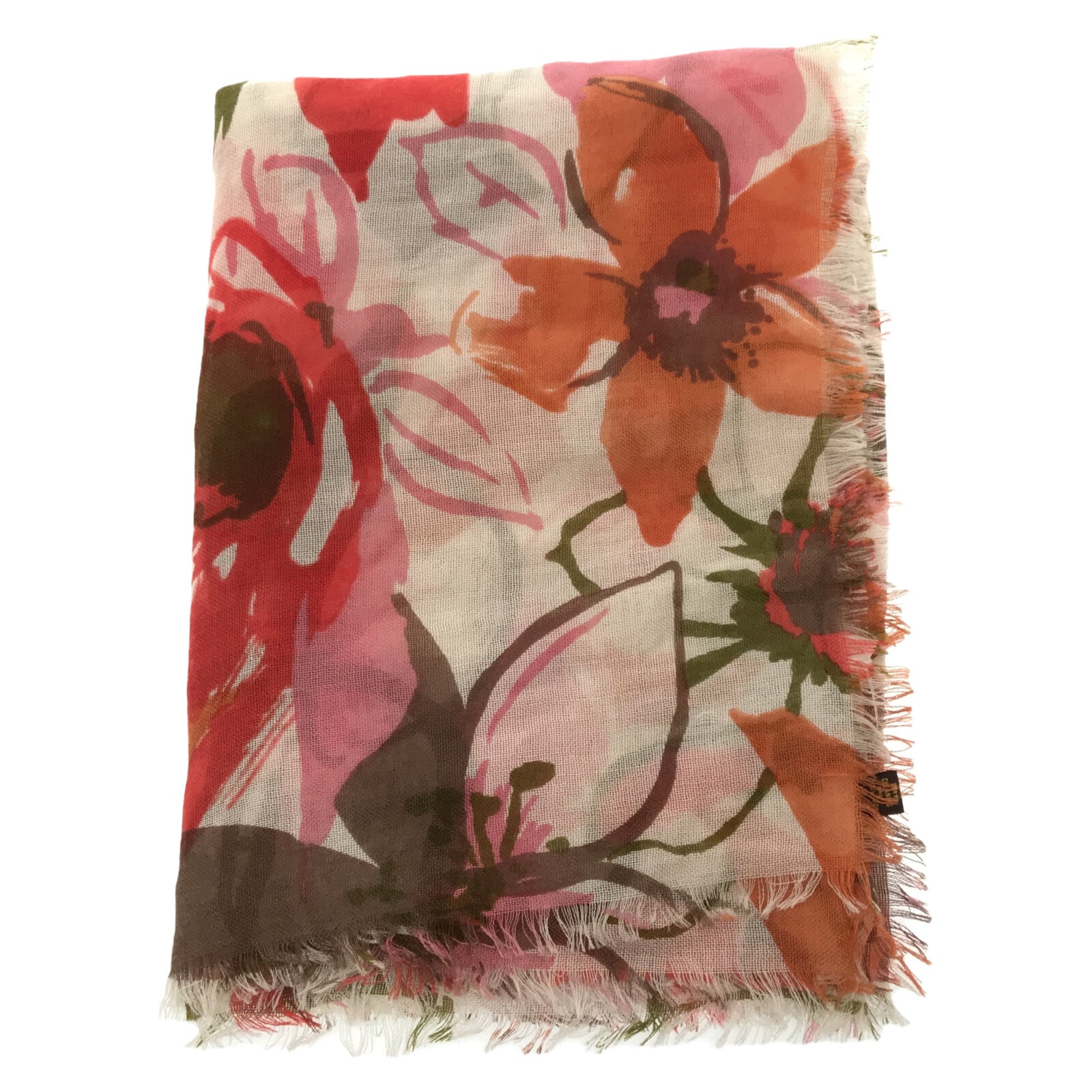 Loro Piana Floral Cashmere Scarf Red