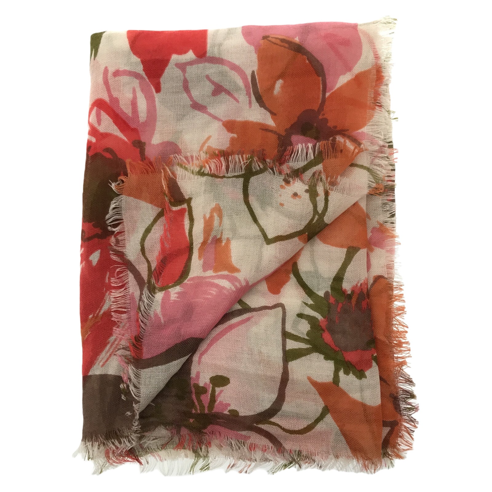 Loro Piana Floral Cashmere Scarf Red