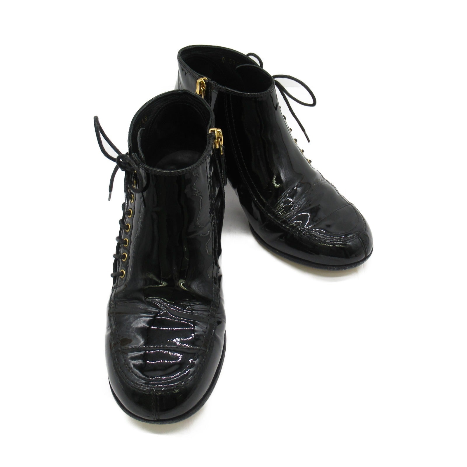 Chanel Patent Leather Short Boots Black