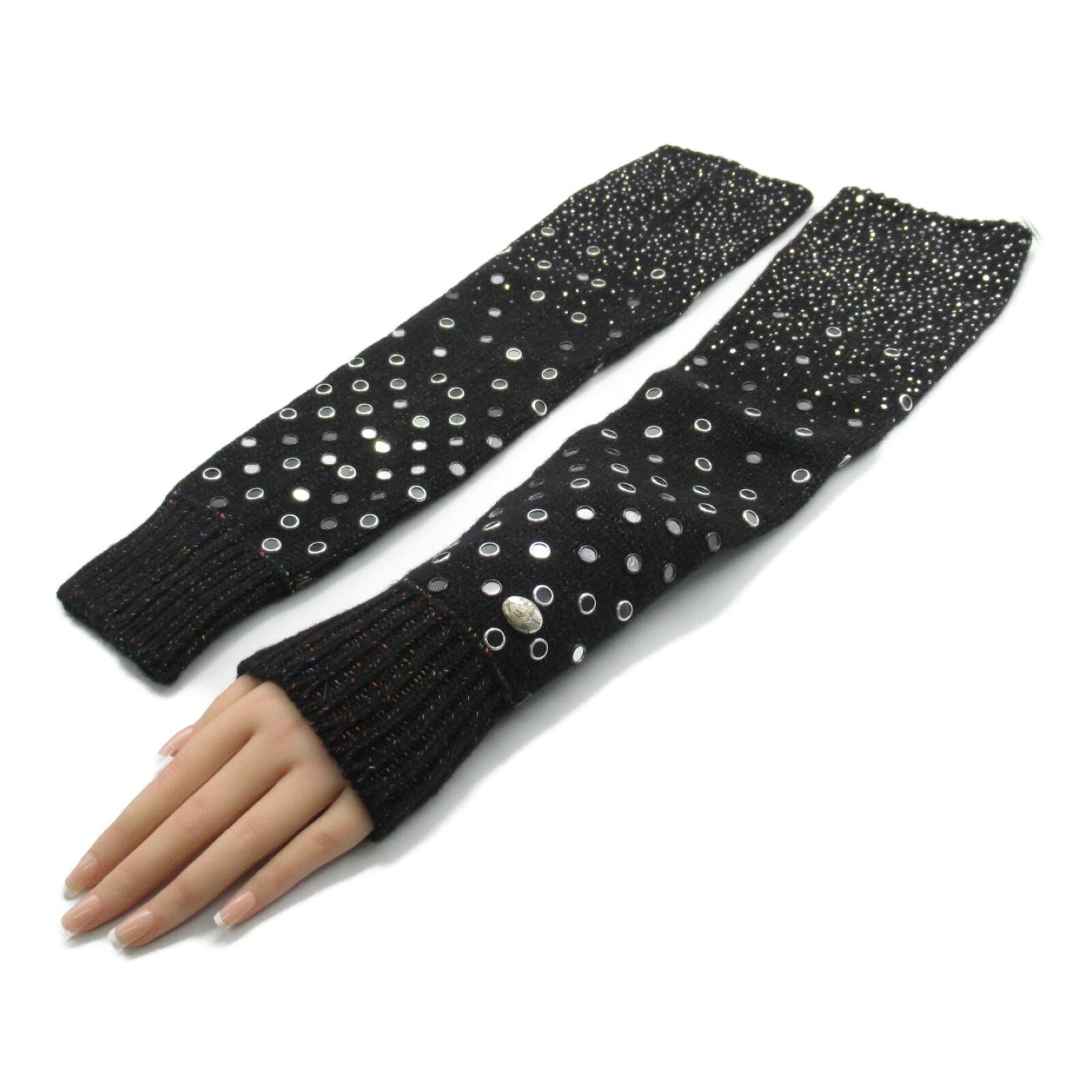 Chanel Wool Arm Cover Gloves Black