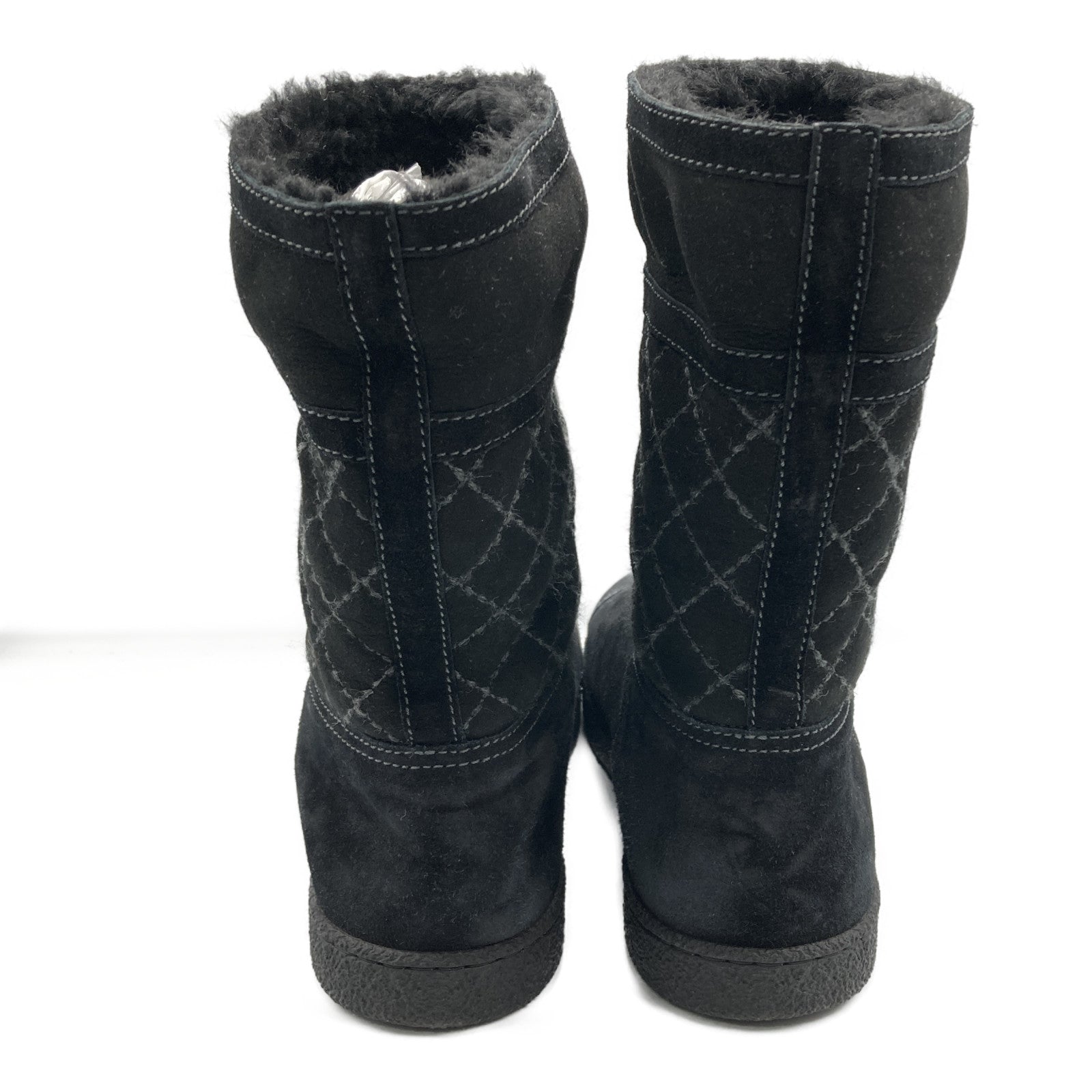 Chanel Suede Sheepskin Boots Black