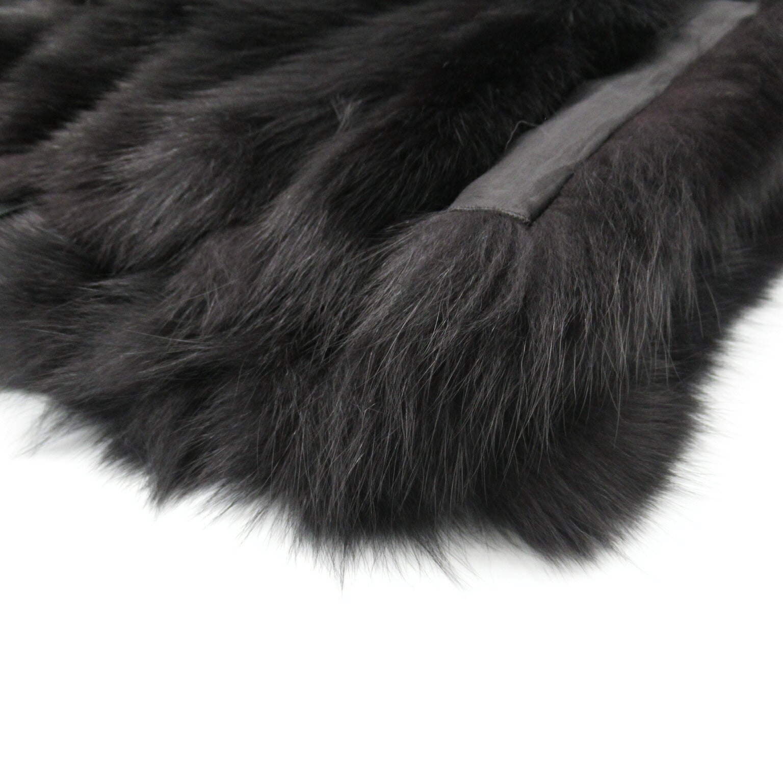 Max Mara Silk Fox Fur Stole Black