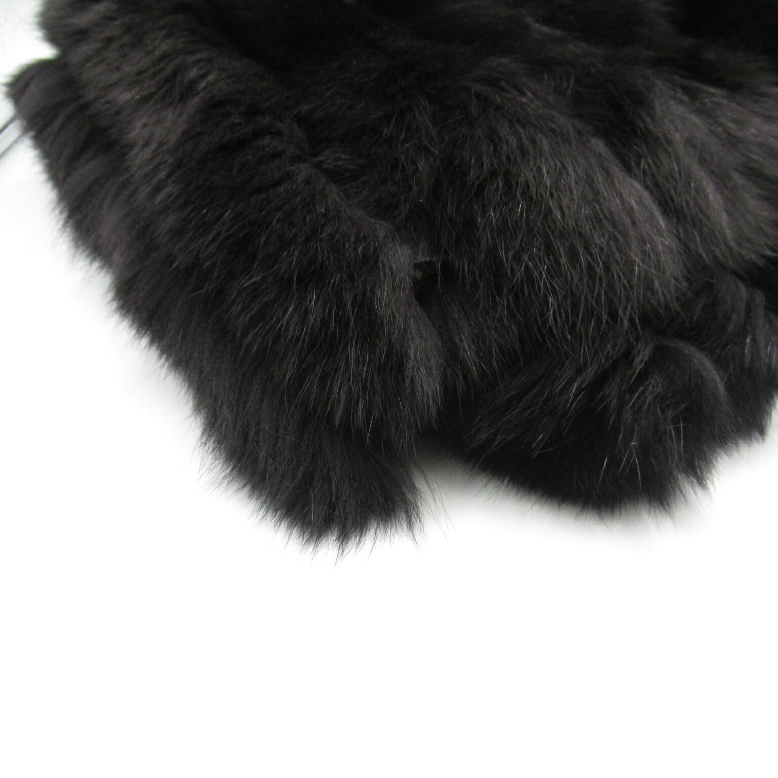 Max Mara Silk Fox Fur Stole Black