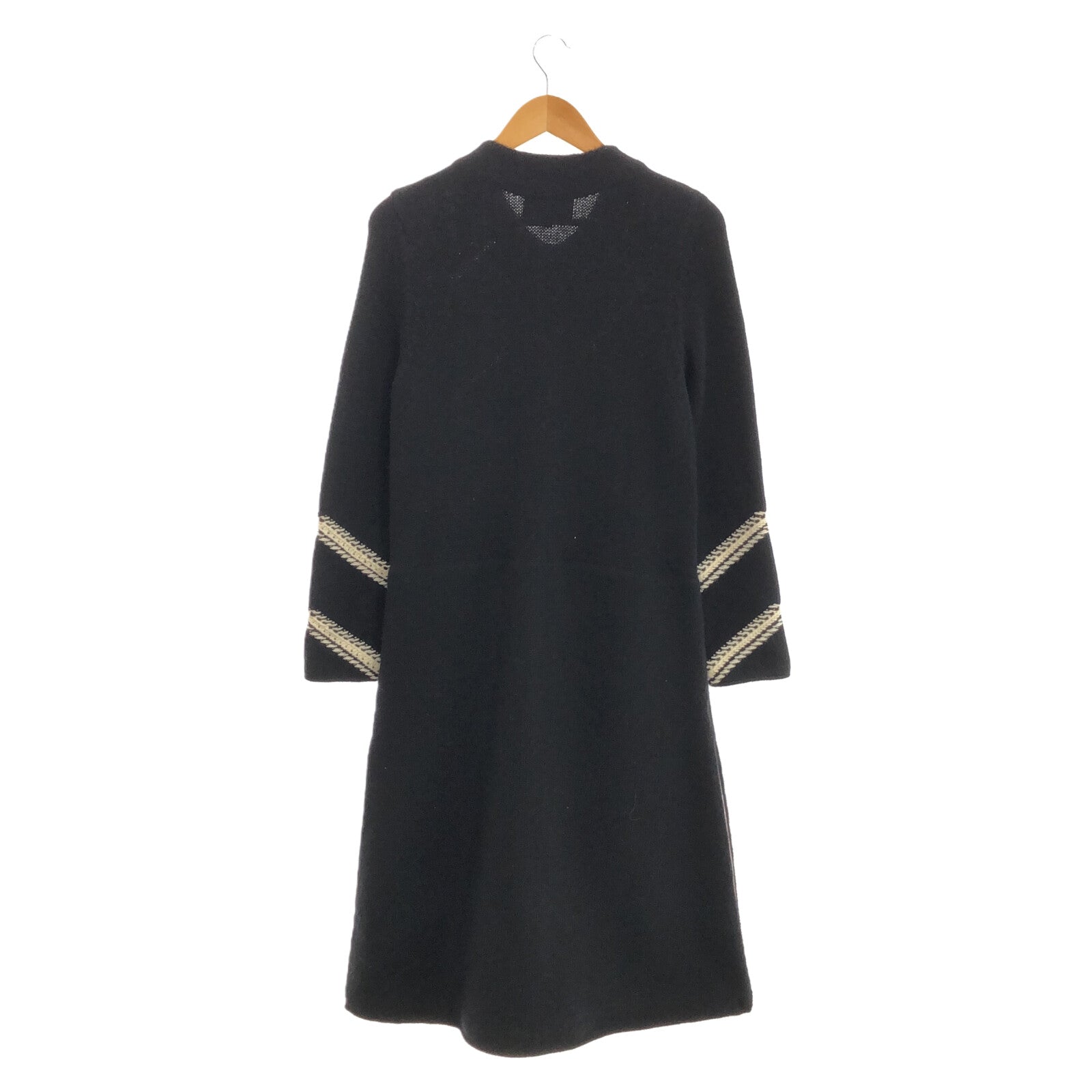 Chanel Wool Knit Long Coat Black