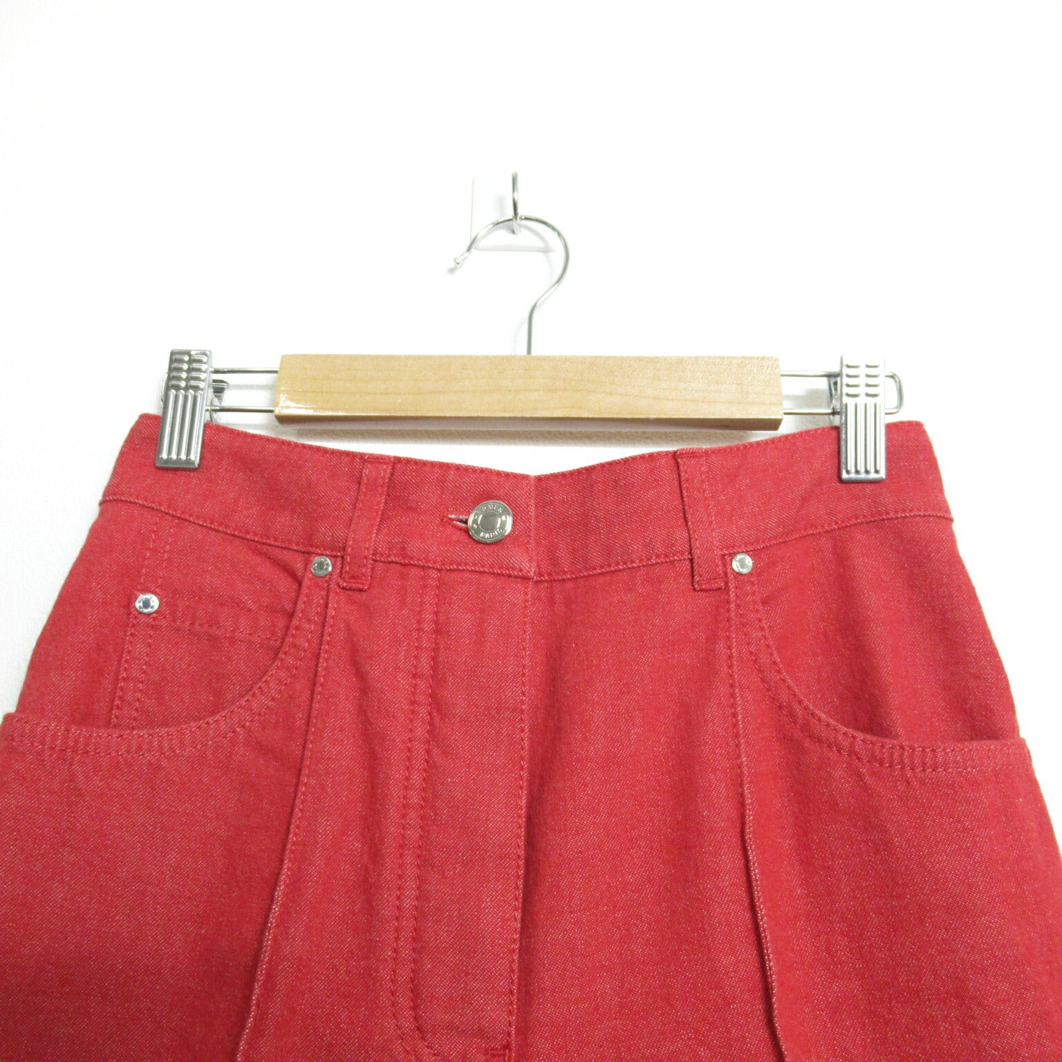 Hermes Cotton Denim Pants Red