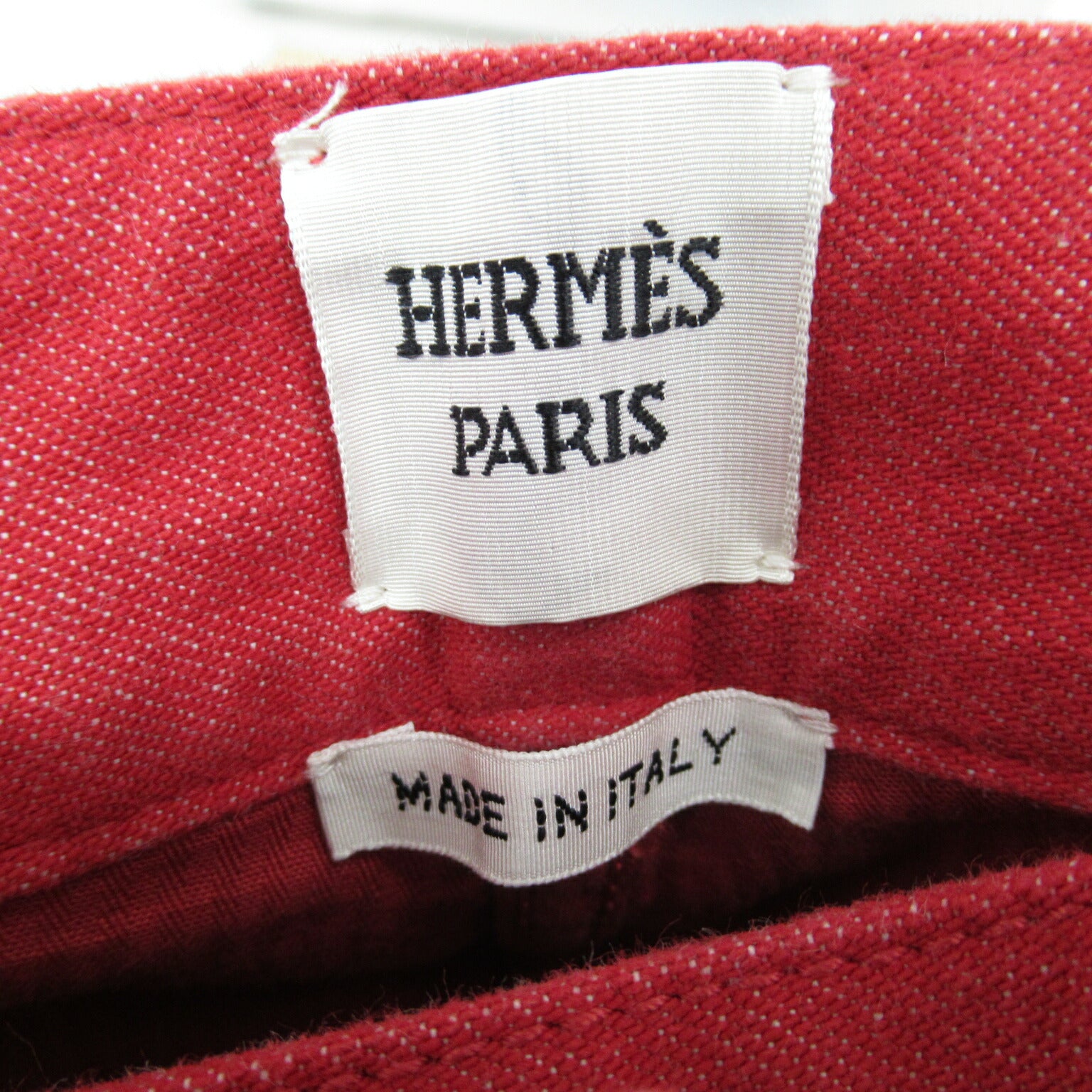 Hermes Cotton Denim Pants Red