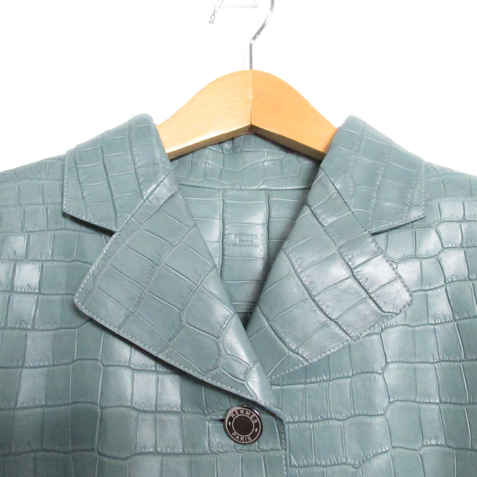 Hermes Crocodile Jacket Blue Outerwear