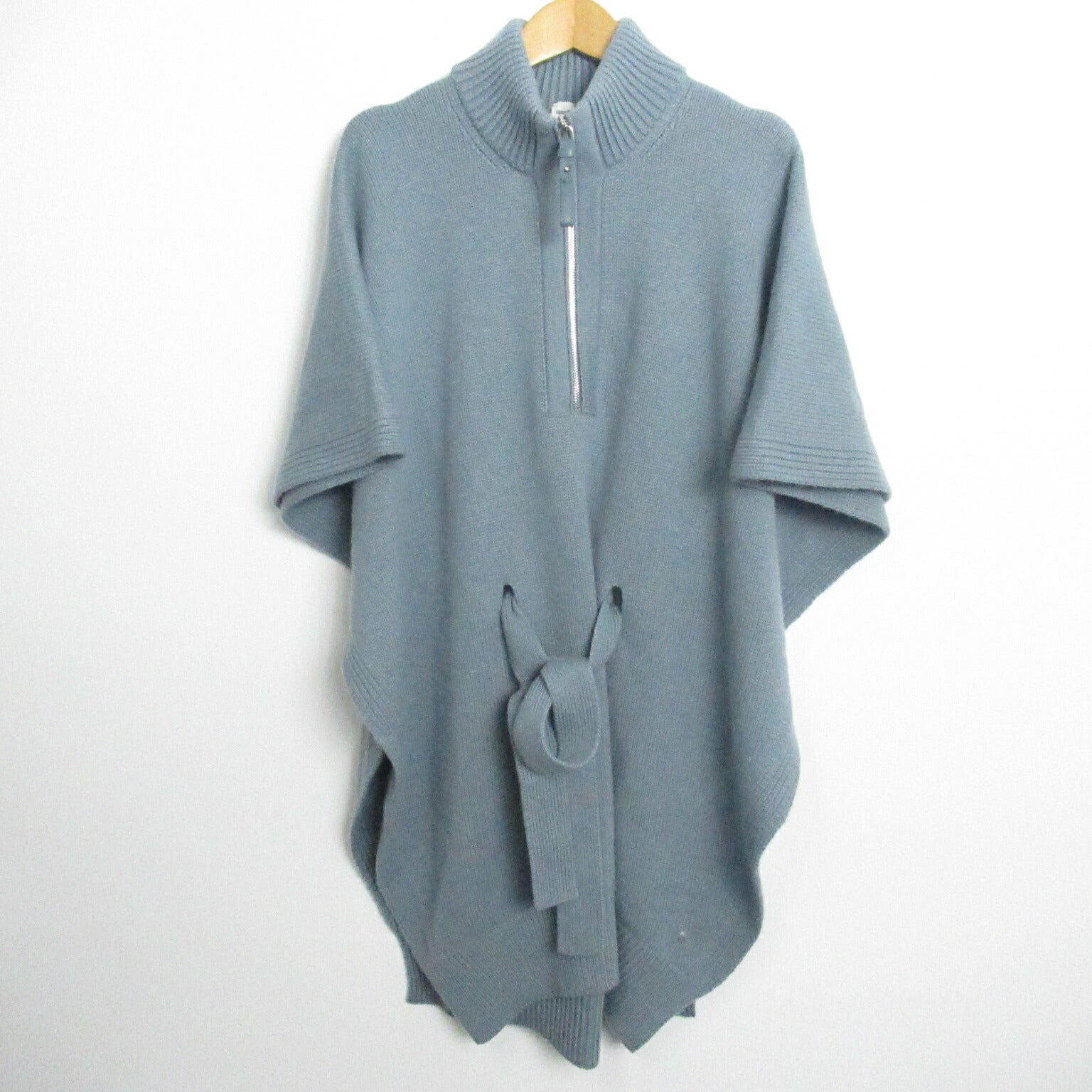 Hermes Cashmere Knit Poncho Blue