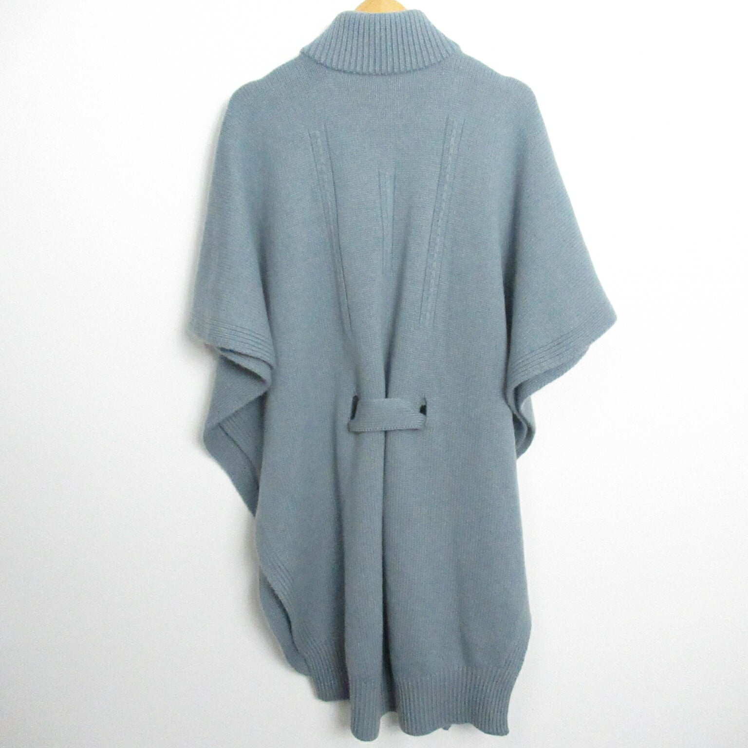 Hermes Cashmere Knit Poncho Blue