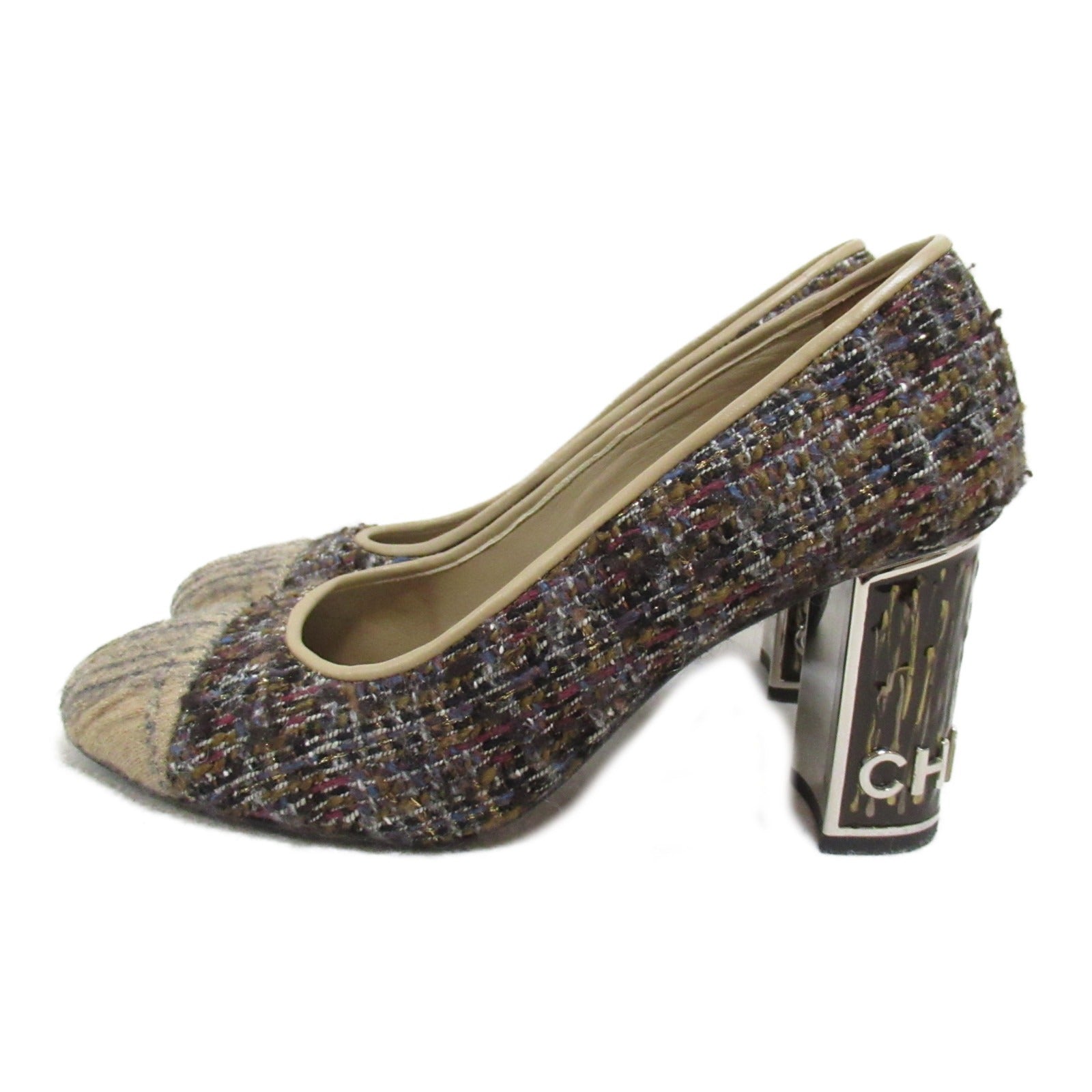 Chanel Tweed Logo Canvas Pumps G34150