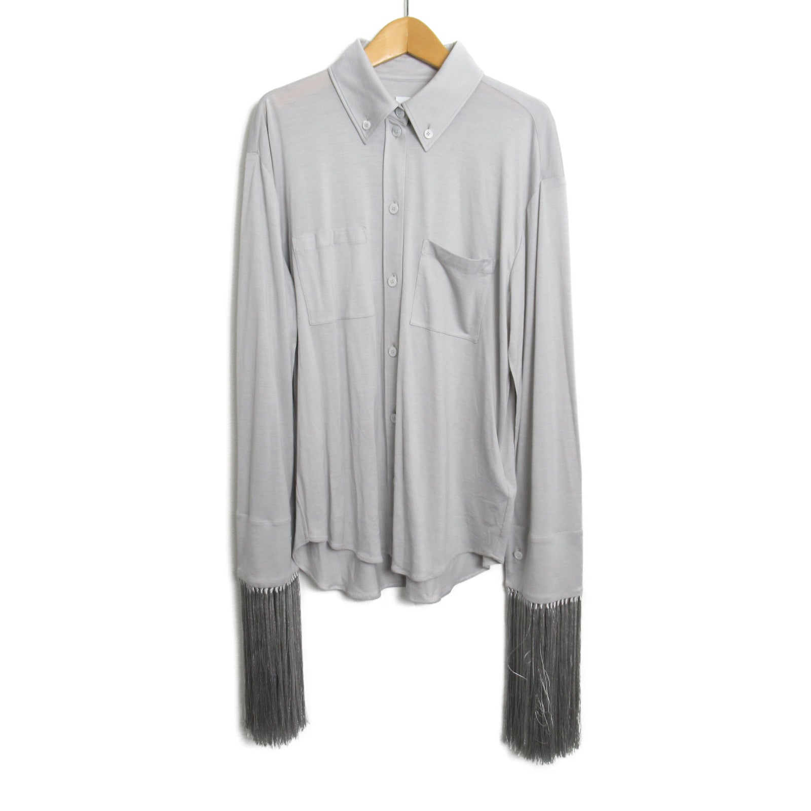 Burberry Wool Silk Acetate Fringe Sleeve Shirt