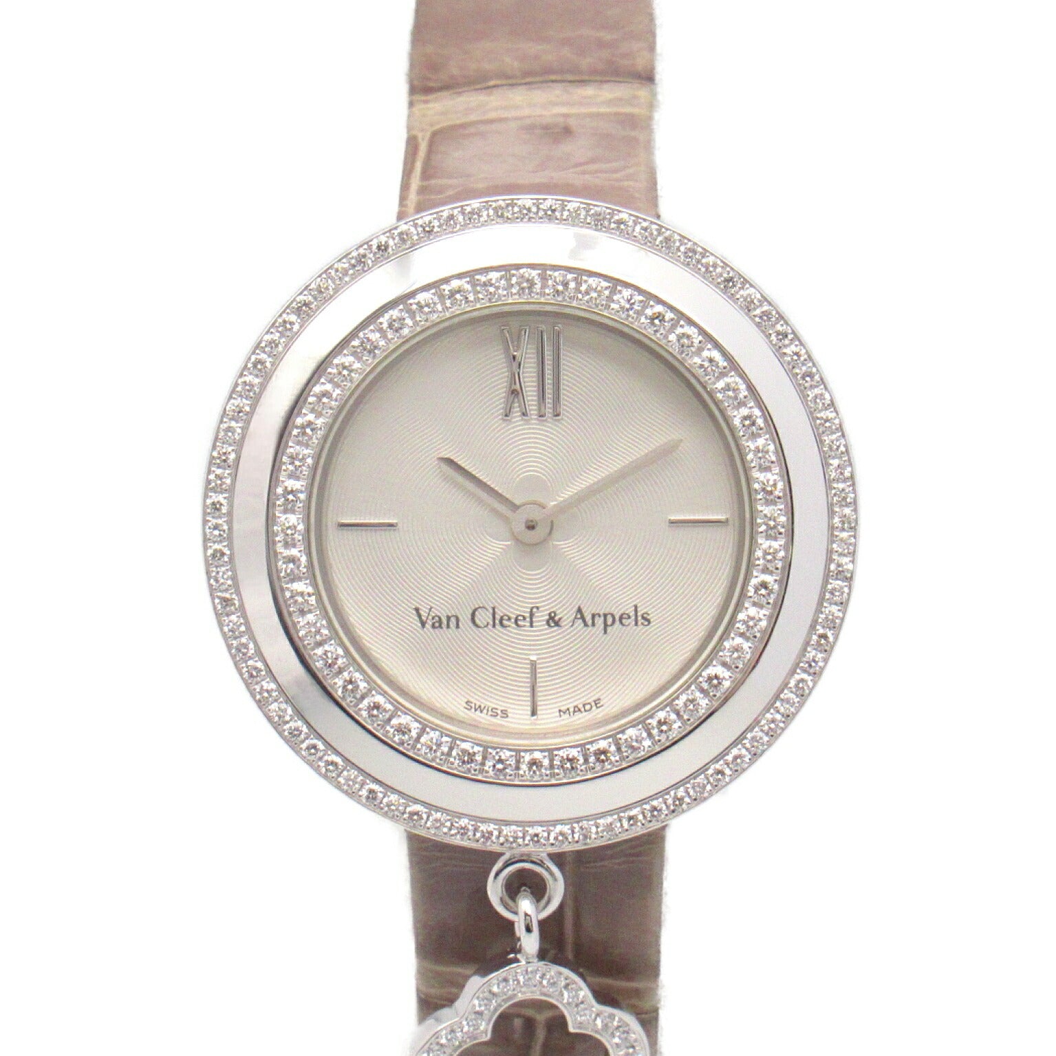 Van Cleef & Arpels Charm Mini Watch White Gold Leather