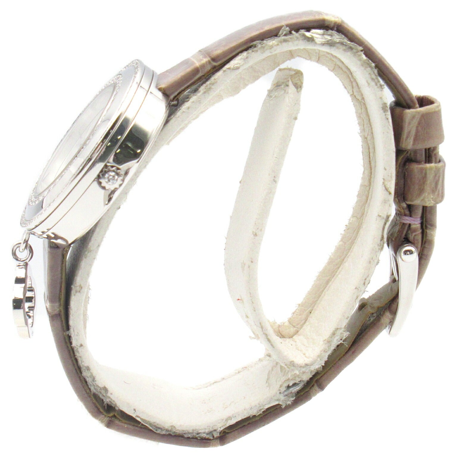 Van Cleef & Arpels Charm Mini Watch White Gold Leather