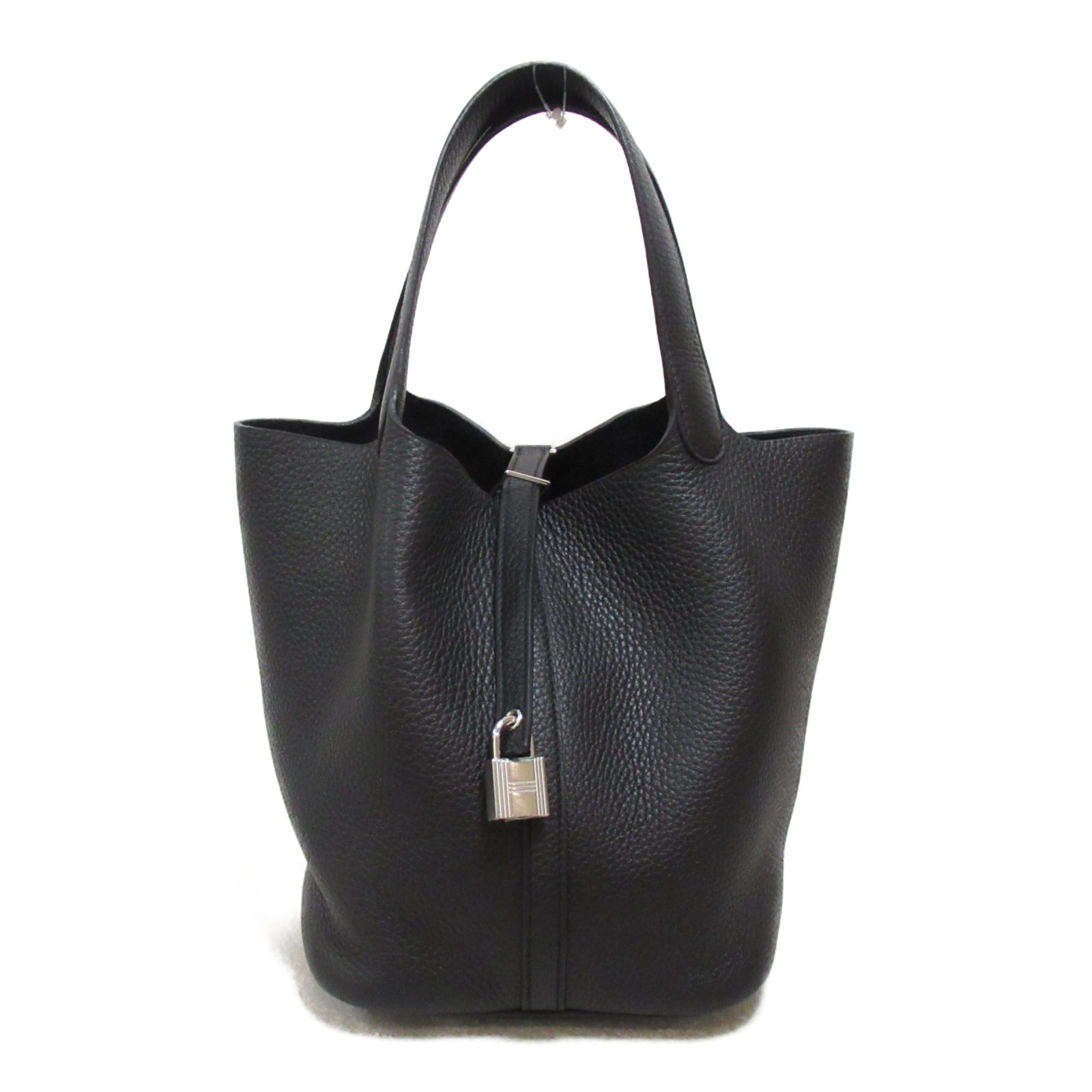 Hermes Picotin Lock MM Black Leather Tote