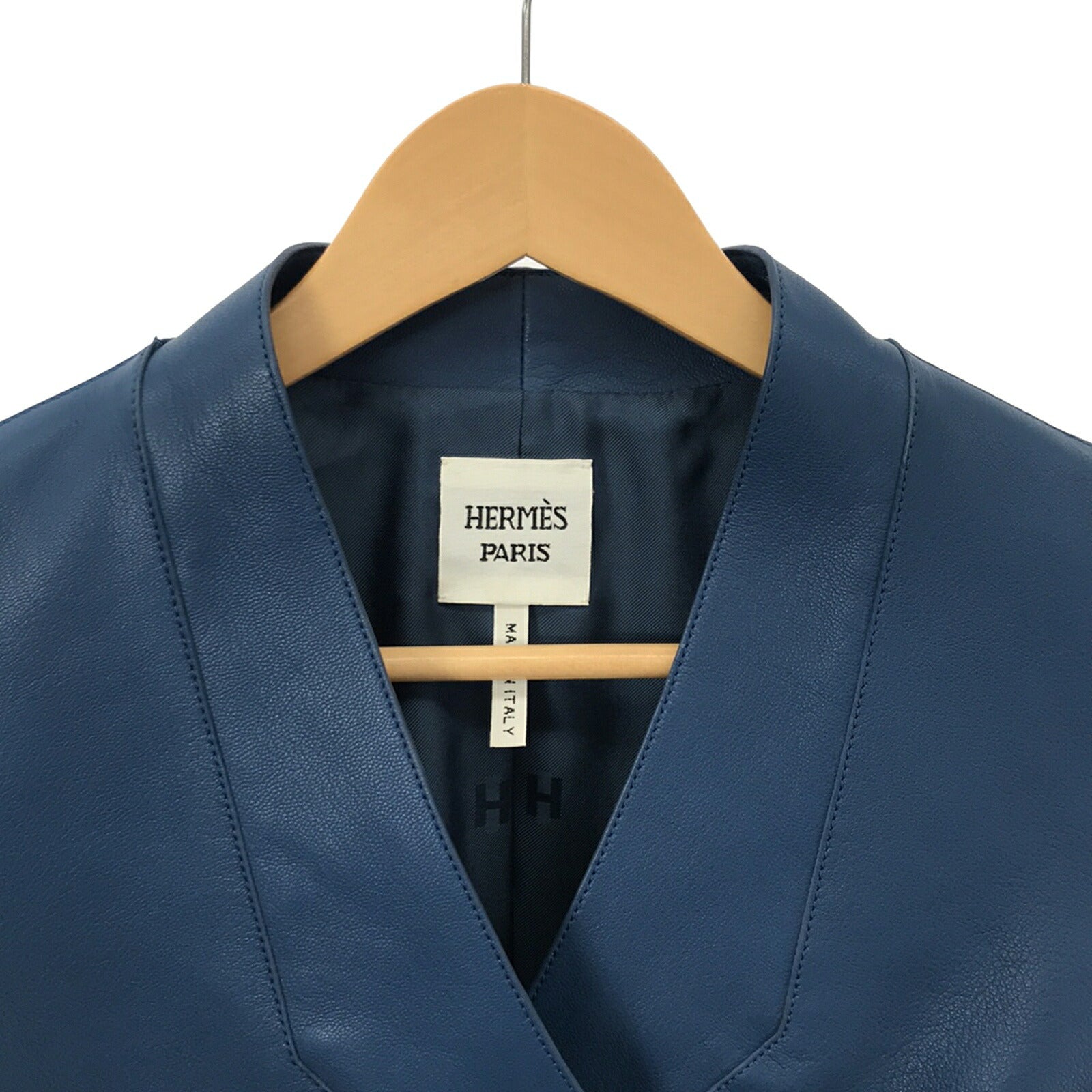 Hermes Leather Jacket Blue Women