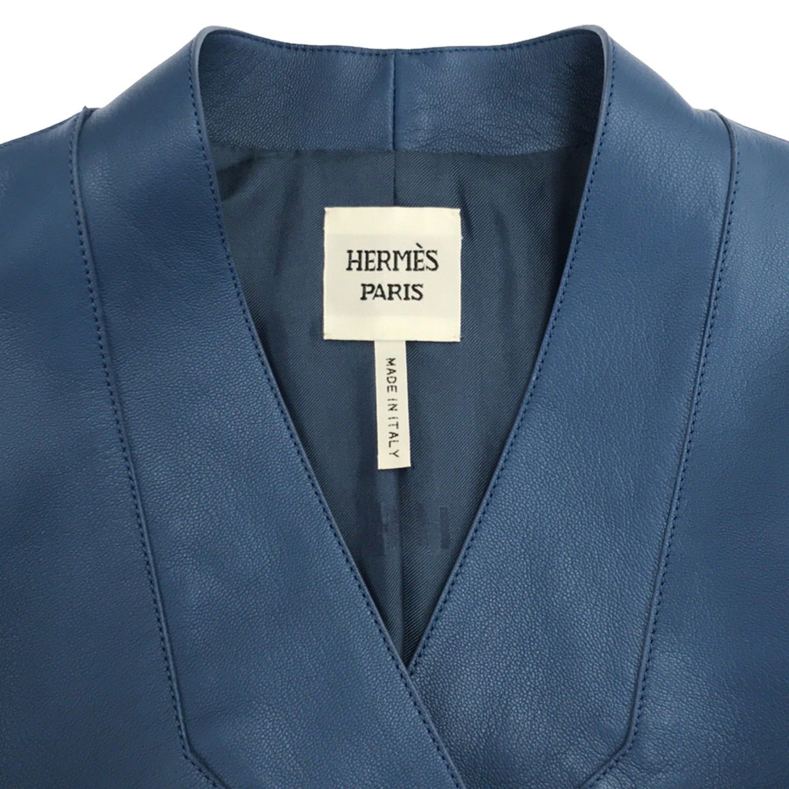 Hermes Leather Jacket Blue Women