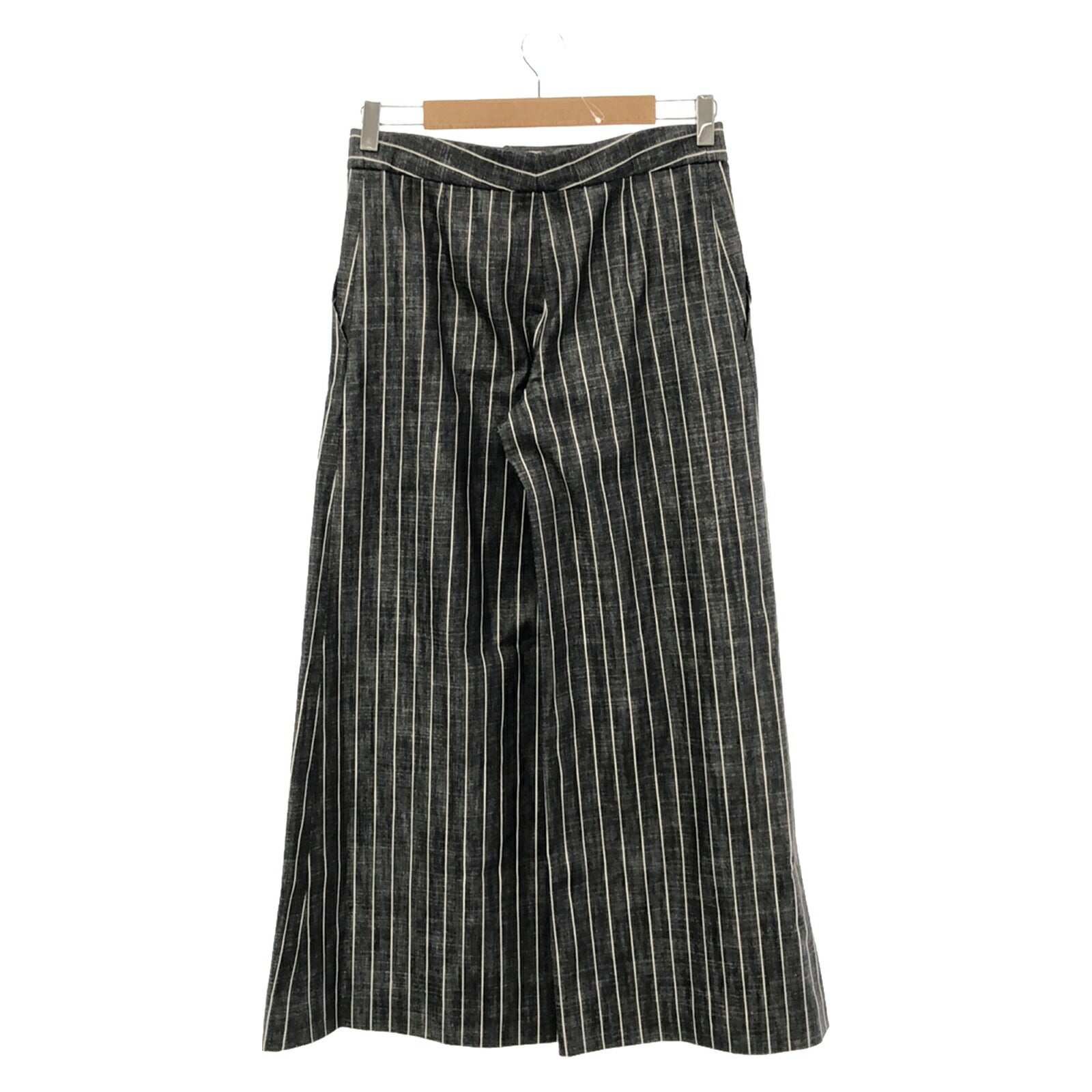 Chanel Stripe Denim Pants Cotton Gray