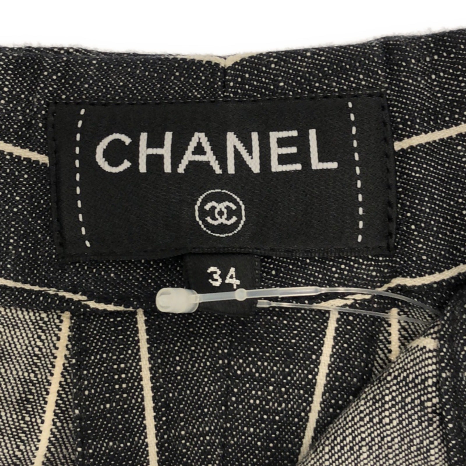 Chanel Stripe Denim Pants Cotton Gray