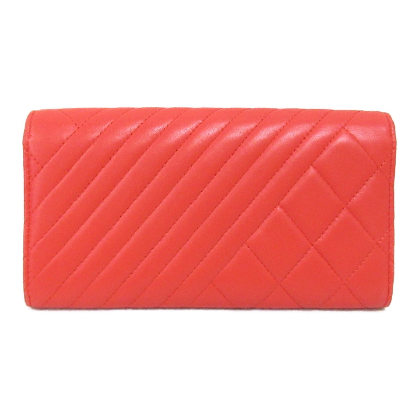 Chanel Lambskin Bifold Long Wallet Red