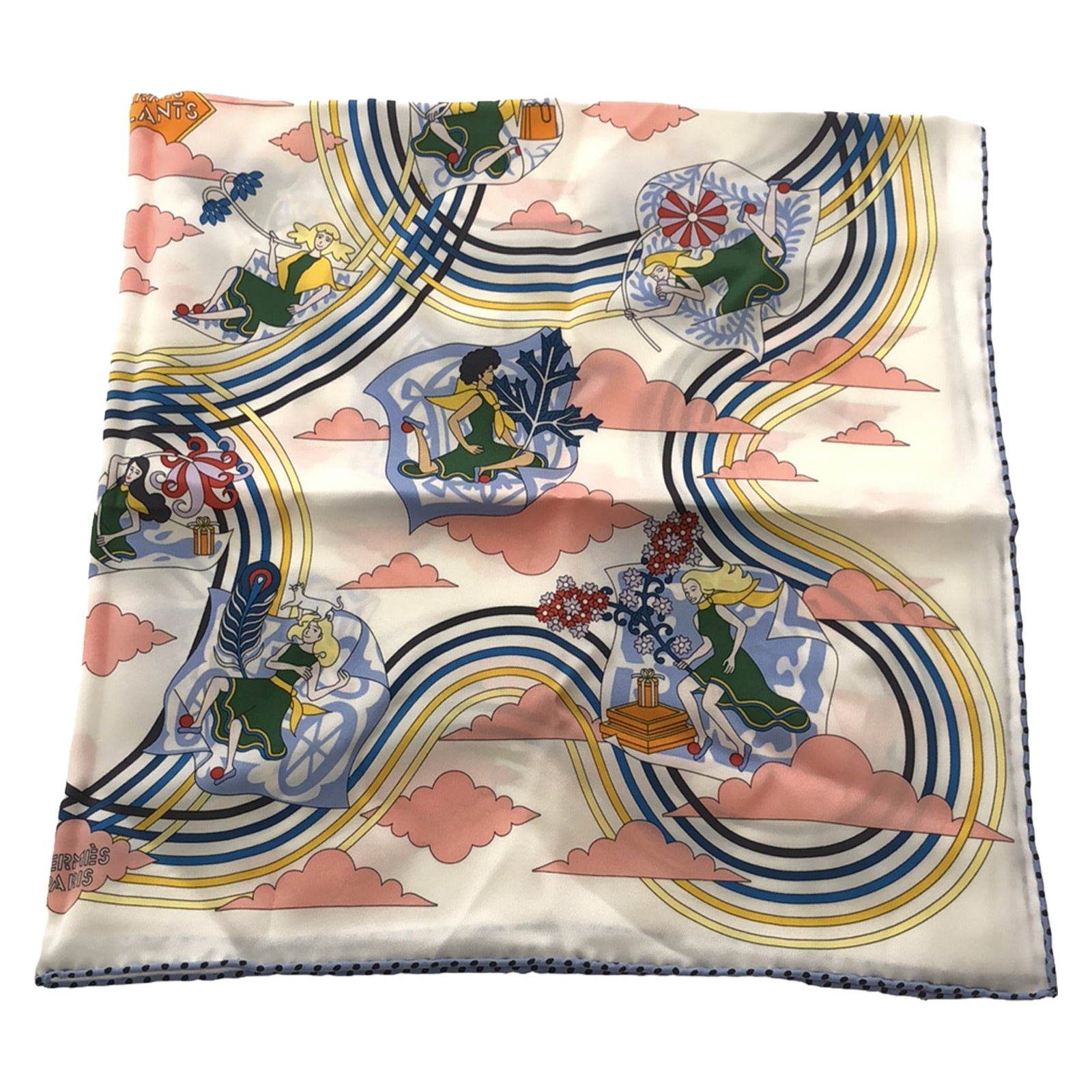 Hermes Silk Scarf White Unisex