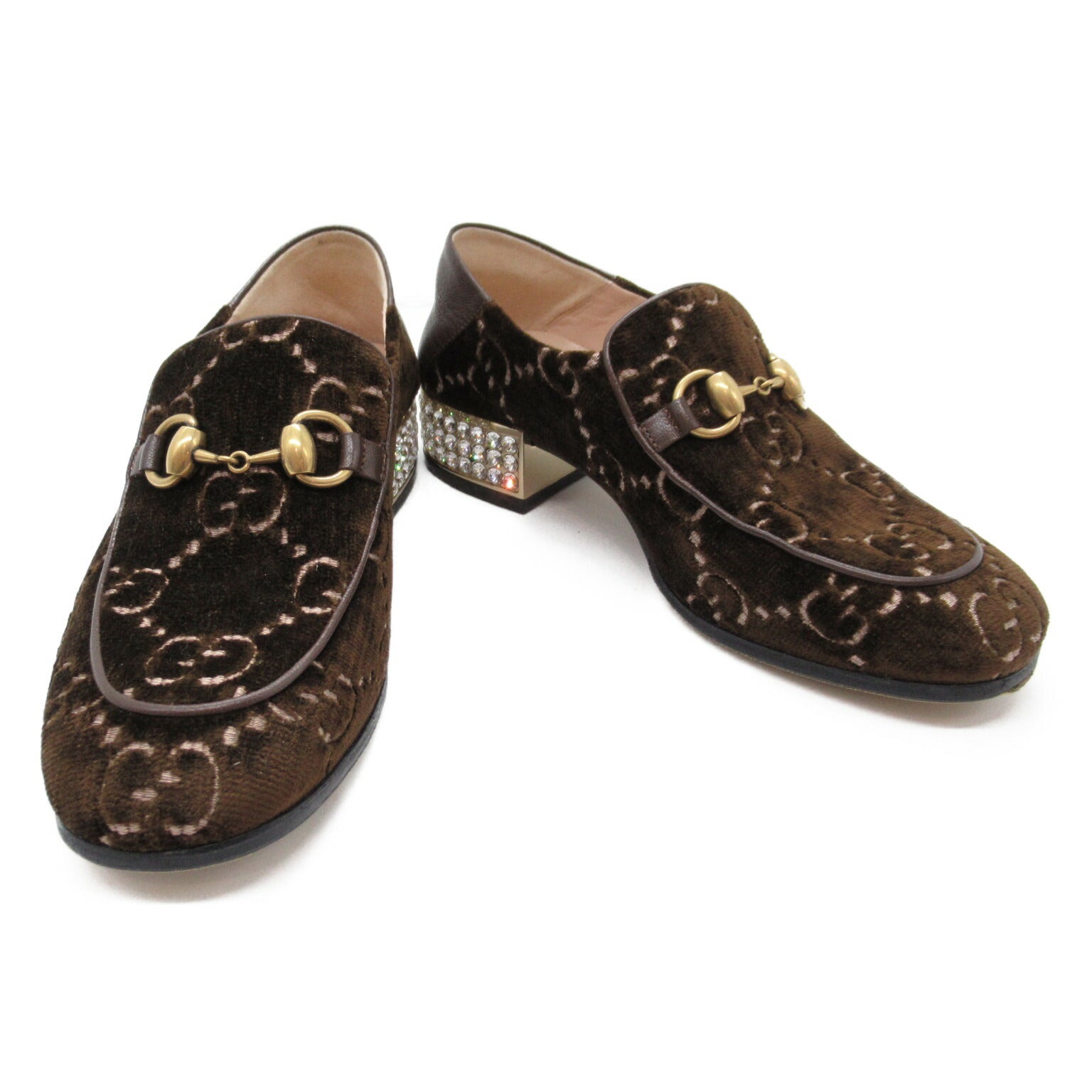 Gucci Suede Loafers GG Pattern Brown