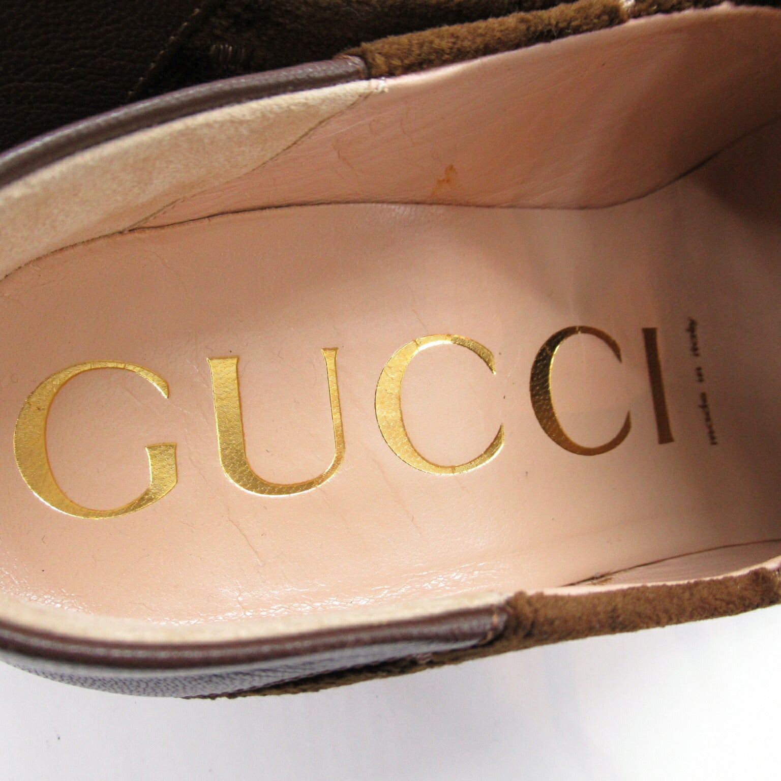 Gucci Suede Loafers GG Pattern Brown