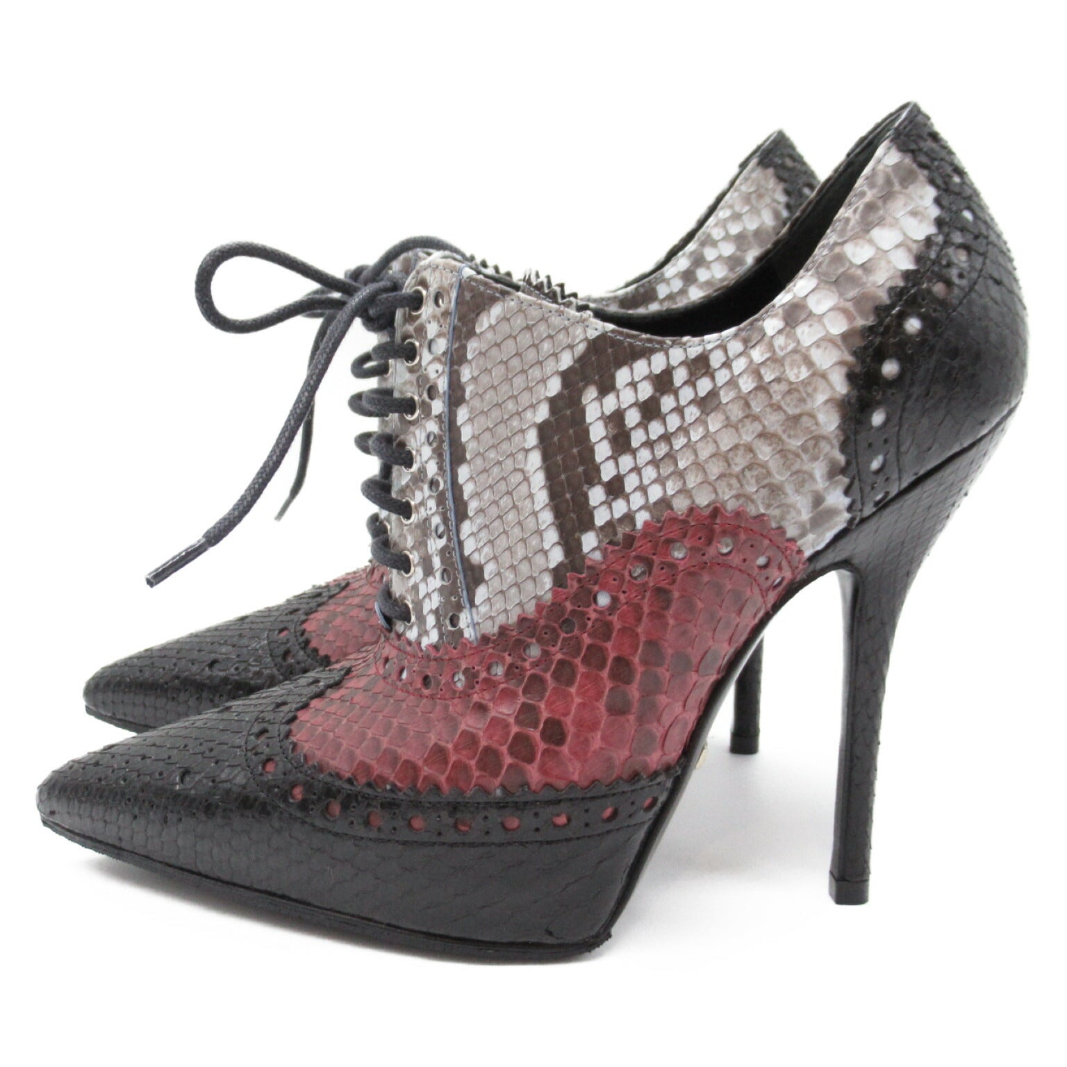 Gucci Python Heel Pumps Black Red Brown