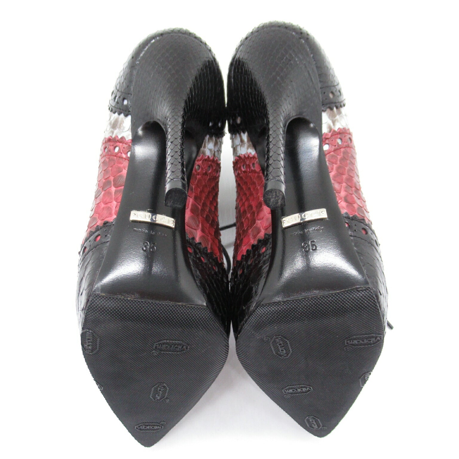 Gucci Python Heel Pumps Black Red Brown