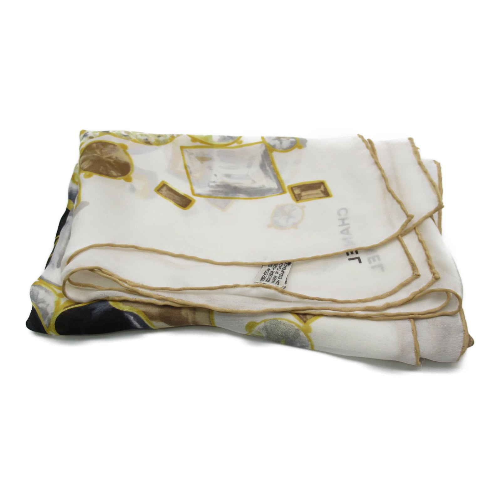 Chanel Silk Scarf White/Yellow