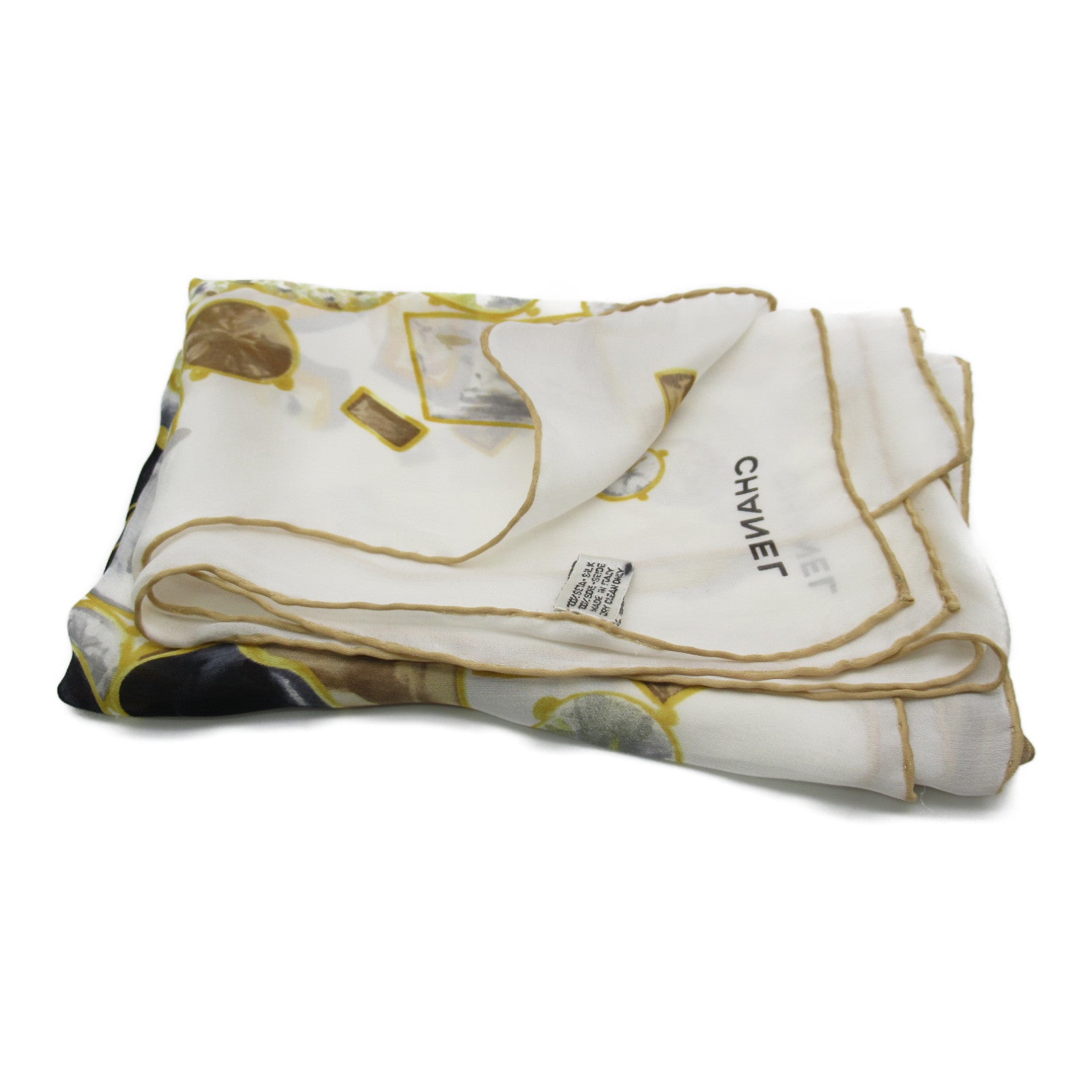 Chanel Silk Scarf White/Yellow