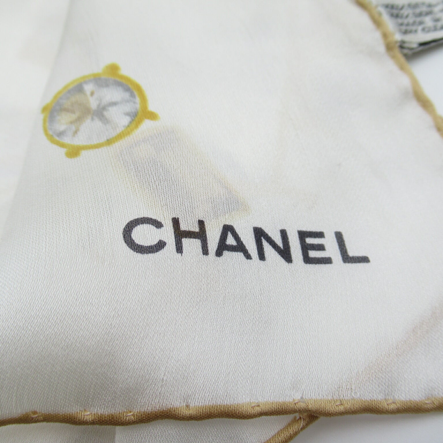 Chanel Silk Scarf White/Yellow