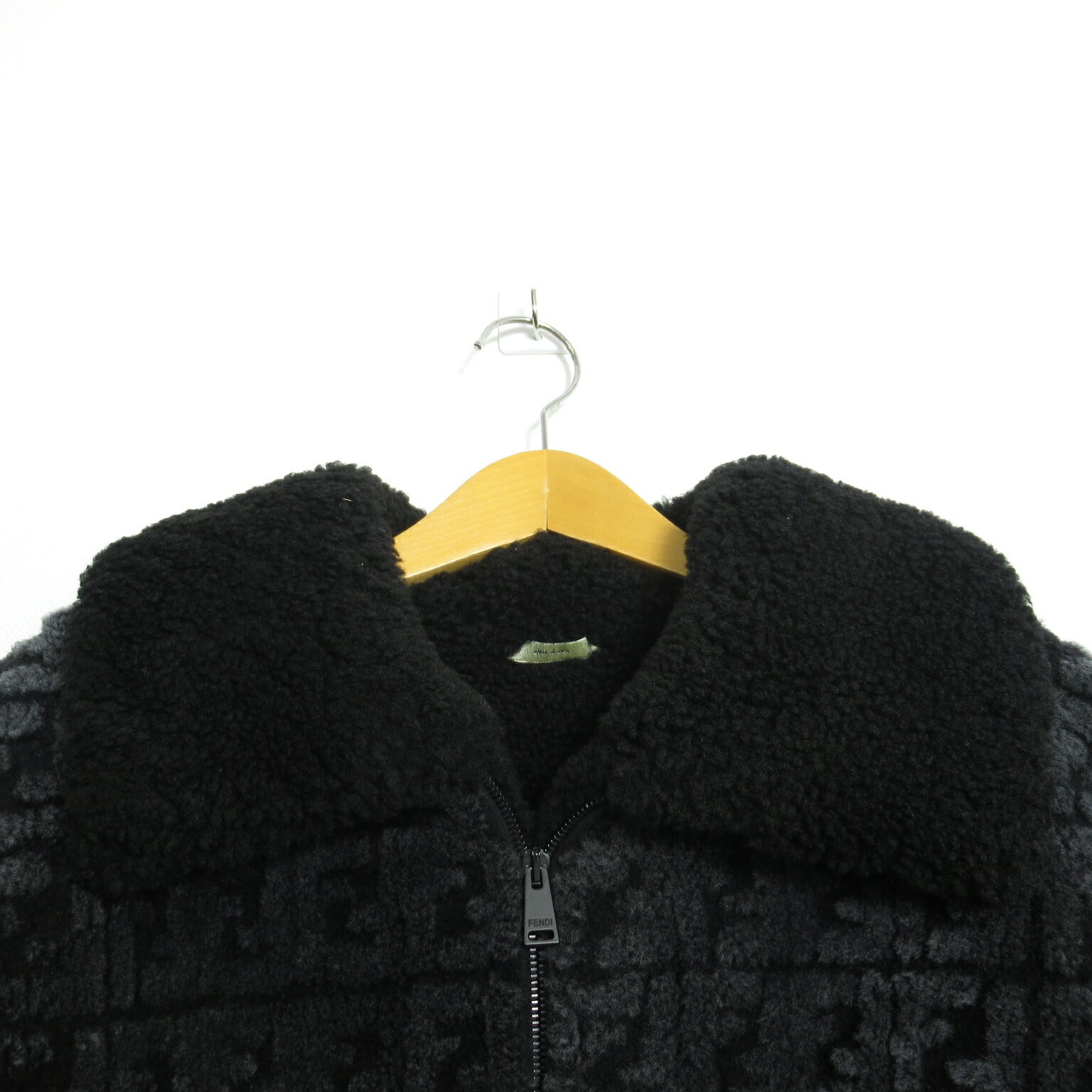 Fendi Sheepskin FF Logo Zip-Up Jacket