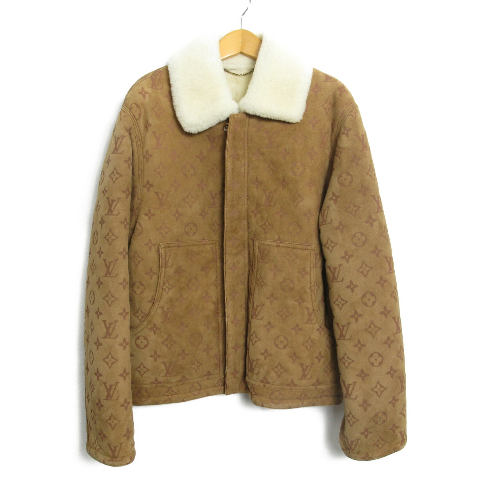 Louis Vuitton Sheepskin Logo Jacket Brown