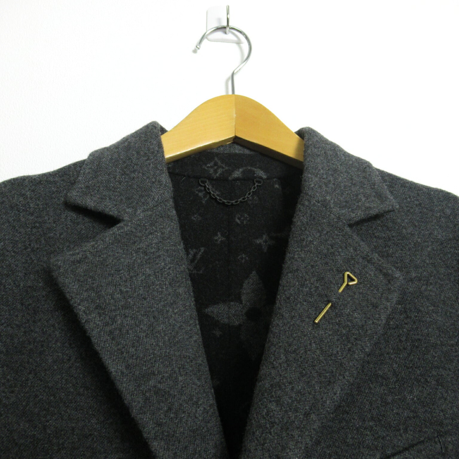 Louis Vuitton Wool Long Coat with Pin Brooch