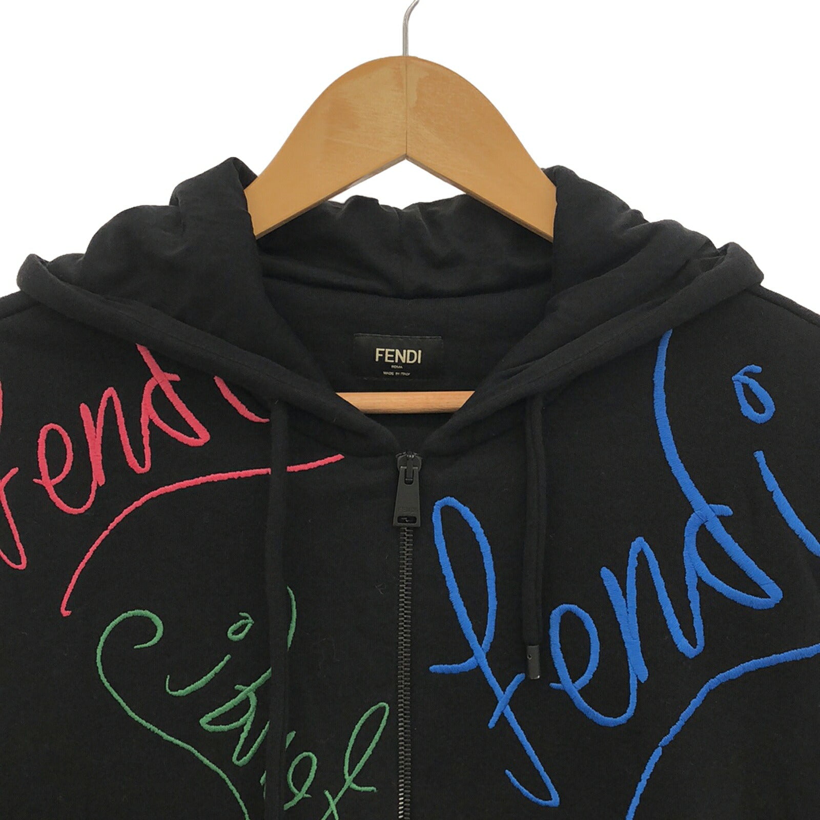 Fendi Cotton Zip-Up Hoodie Black