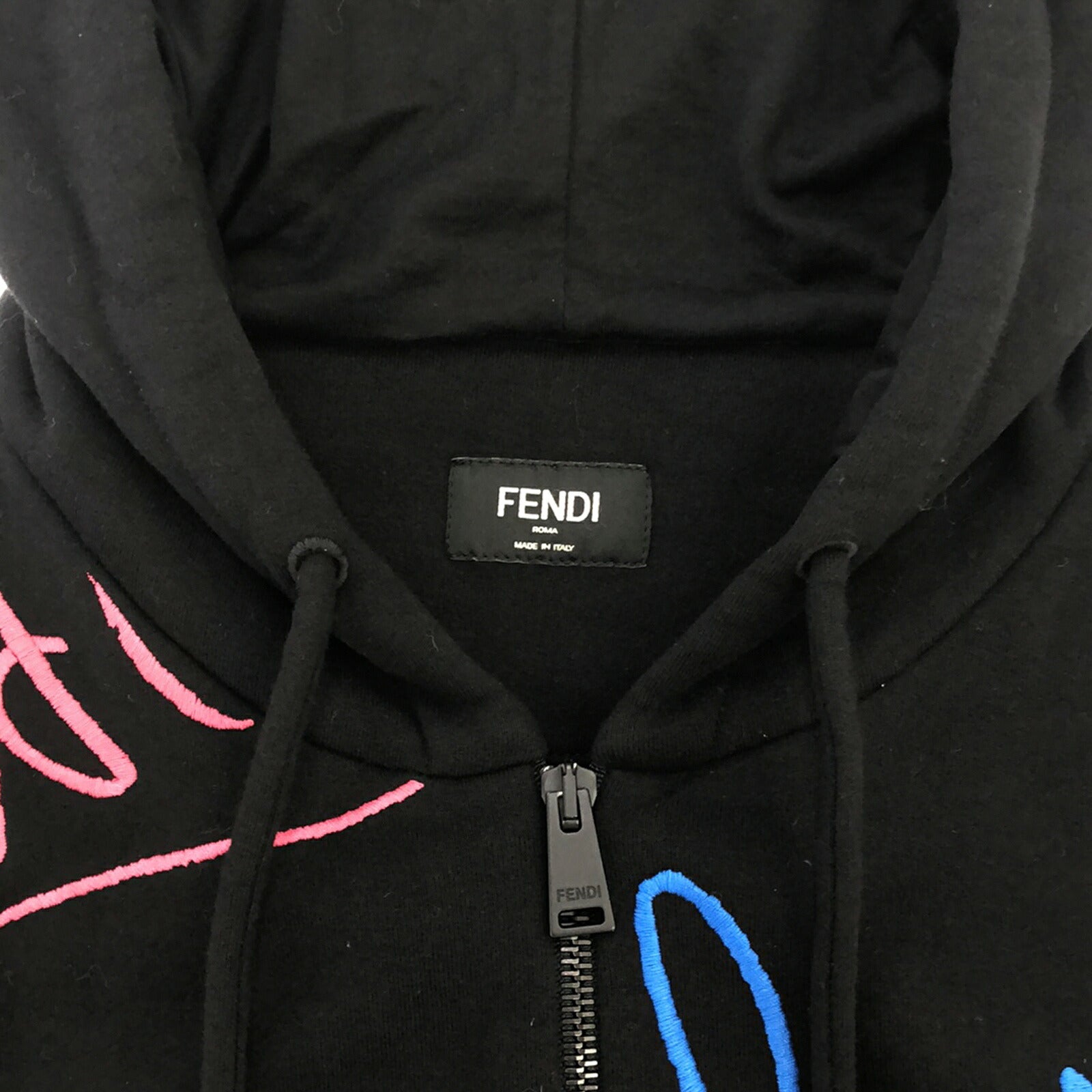 Fendi Cotton Zip-Up Hoodie Black