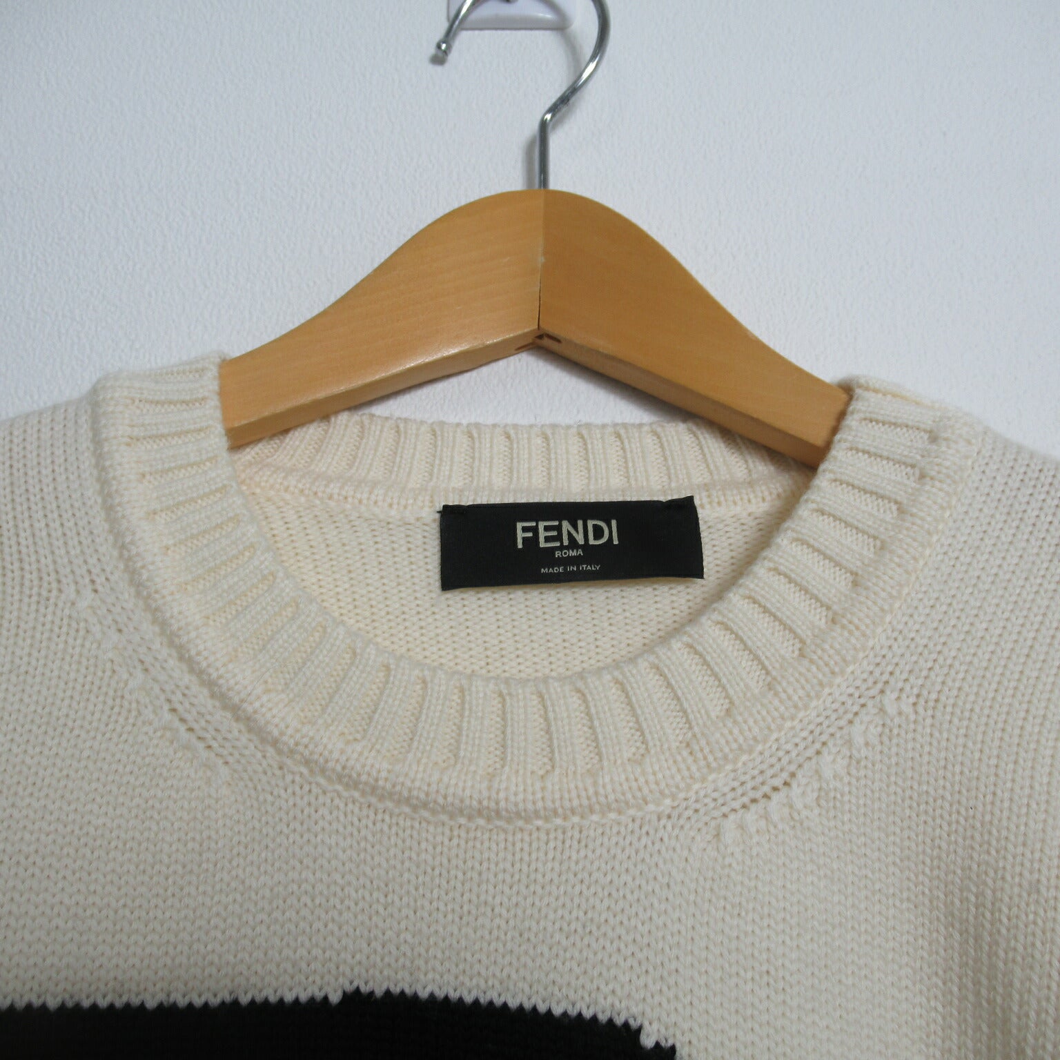 Fendi Wool Sweater White/Black Men