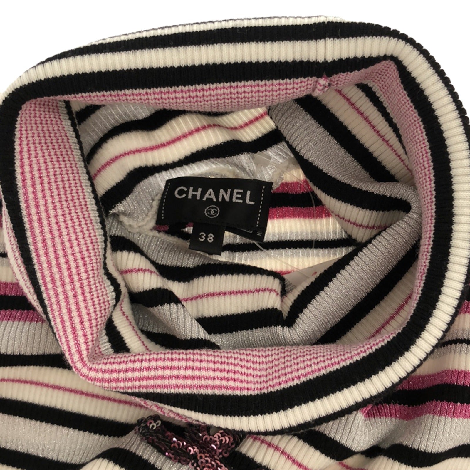 Chanel Wool Turtleneck Knit Top Pink