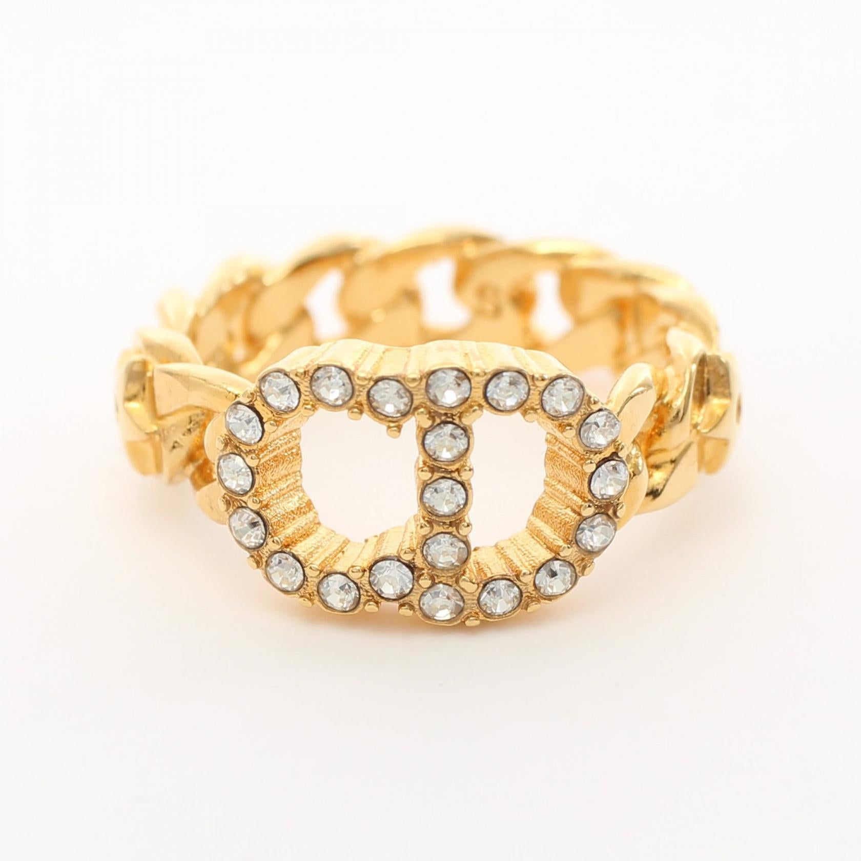 Dior Gold Plated Rhinestone Ring