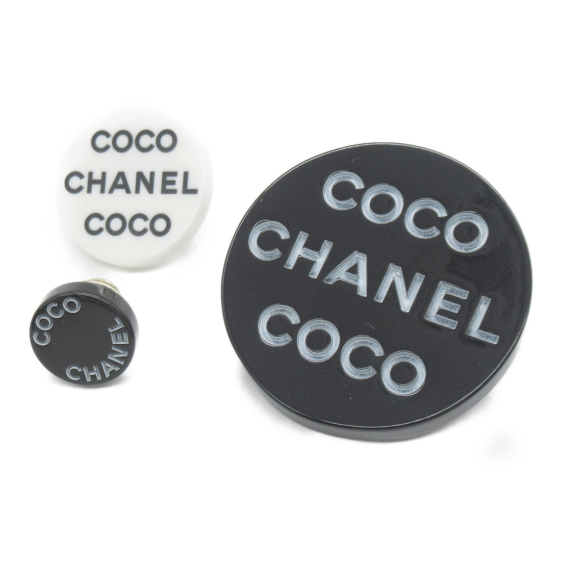 Chanel Coco Pin Brooch Set Plastic Metal