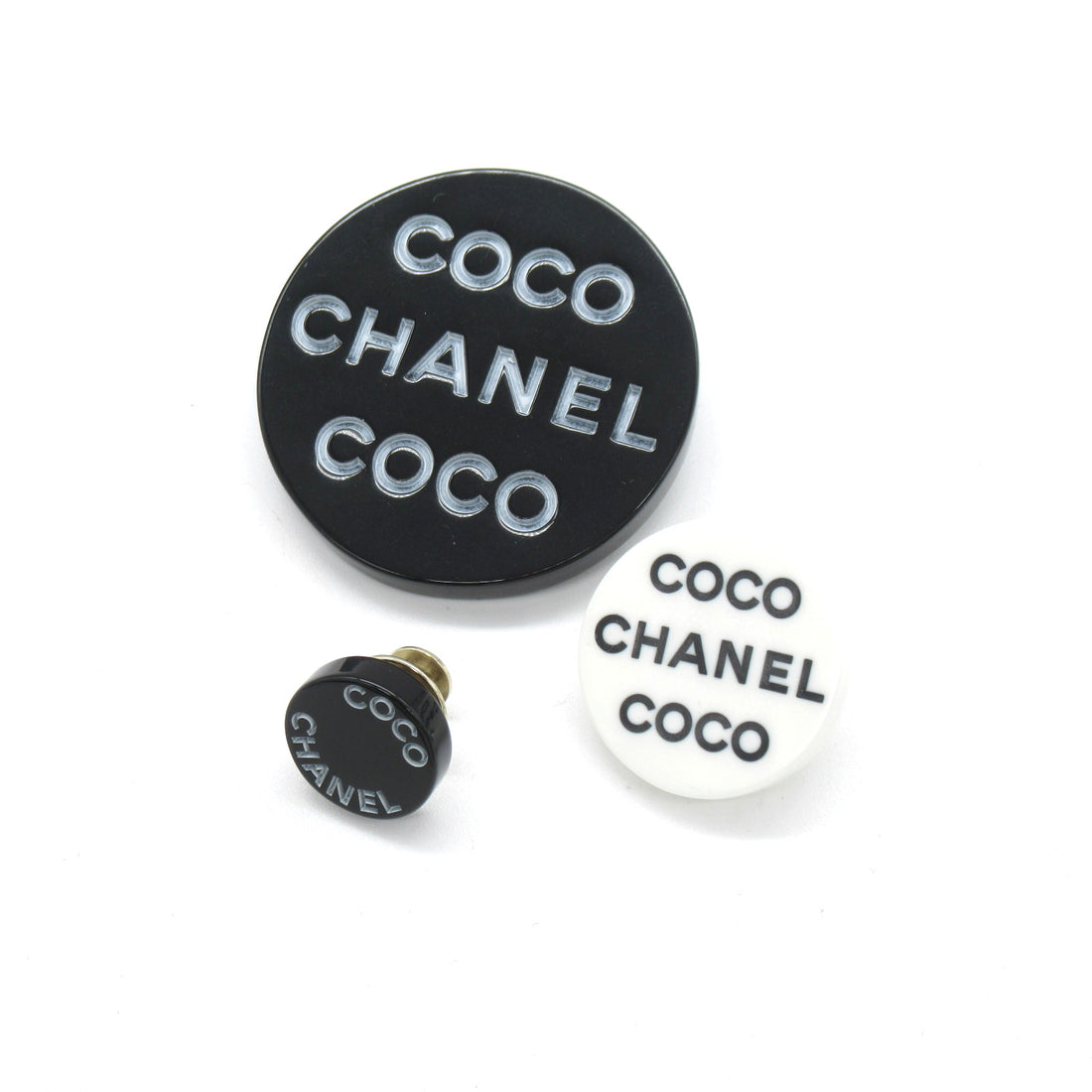 Chanel Coco Pin Brooch Set Plastic Metal