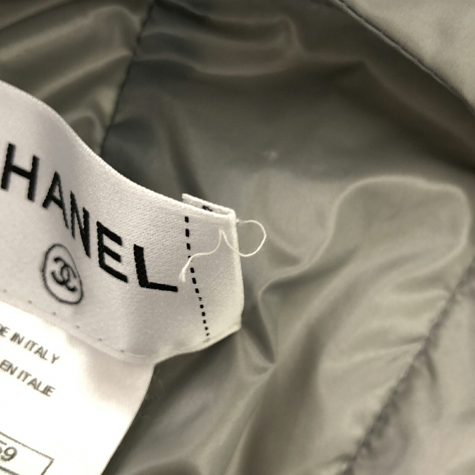 Chanel Nylon Down Jacket Gray Outerwear